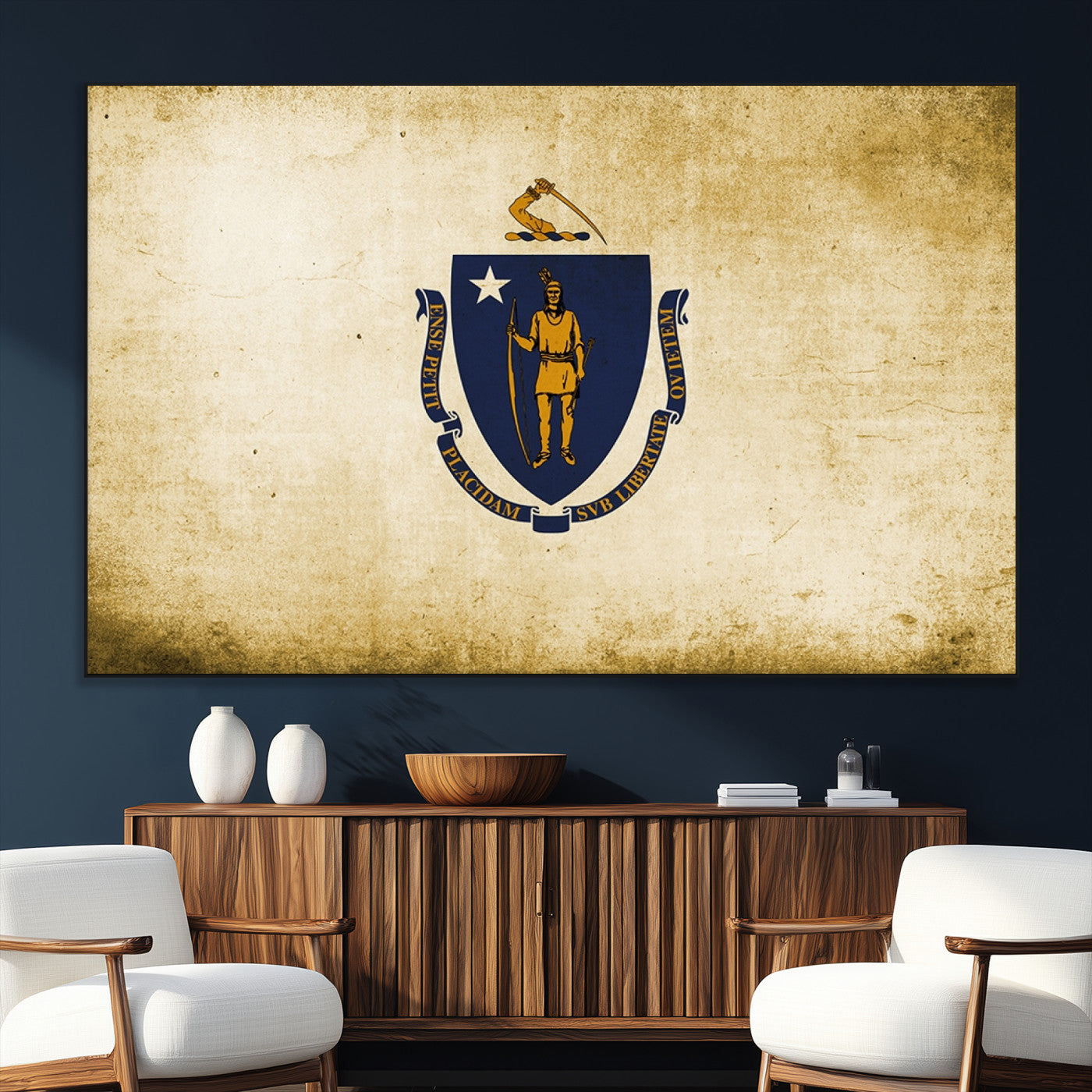 SEG-FC-51X34_Oversize - Massachusetts Flag Wall Art Canvas Print