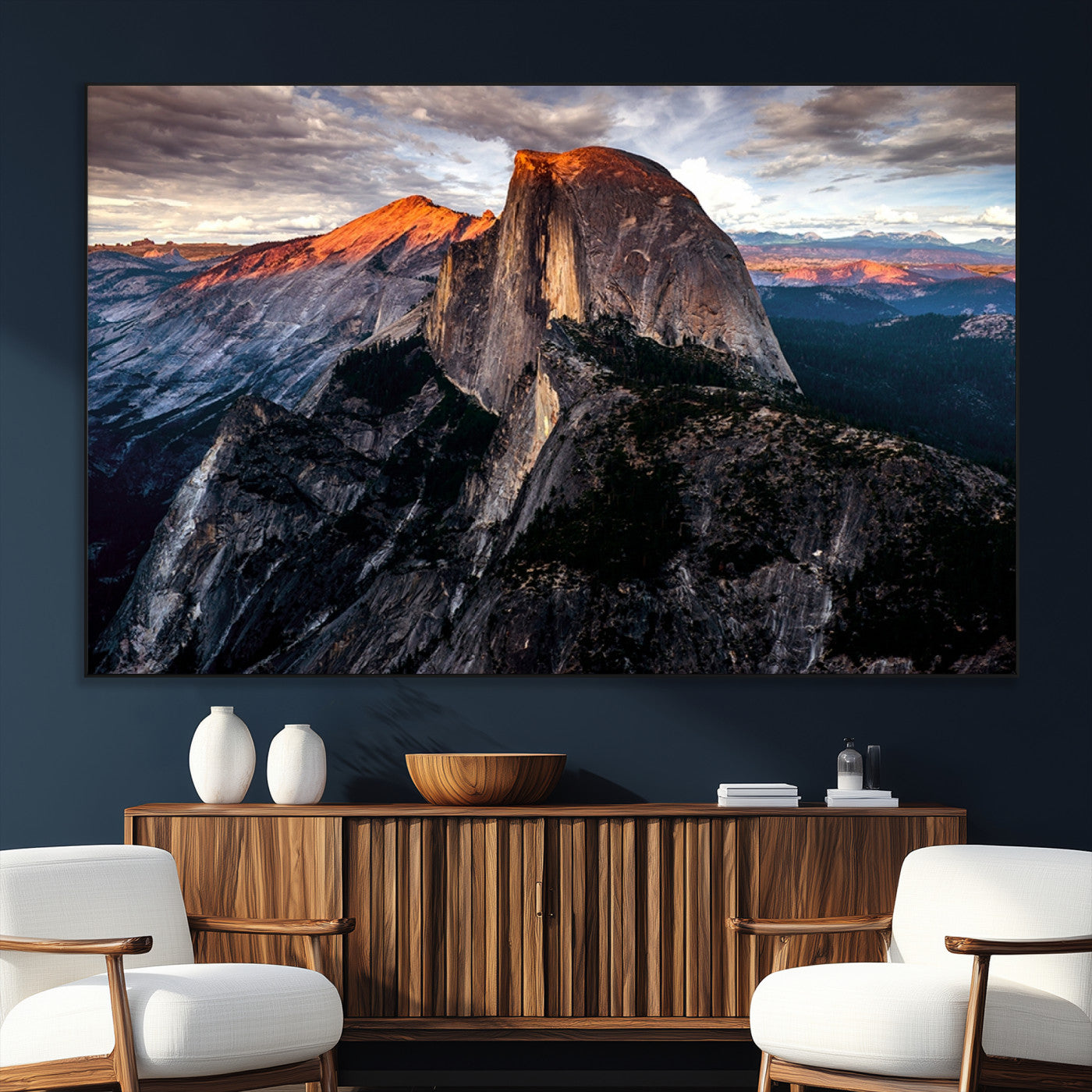 SEG-FC-51X34_Oversize - Half Dome Wall Art Print - Yosemite Majestic Triptych Landscape Print – National Park Nature Decor