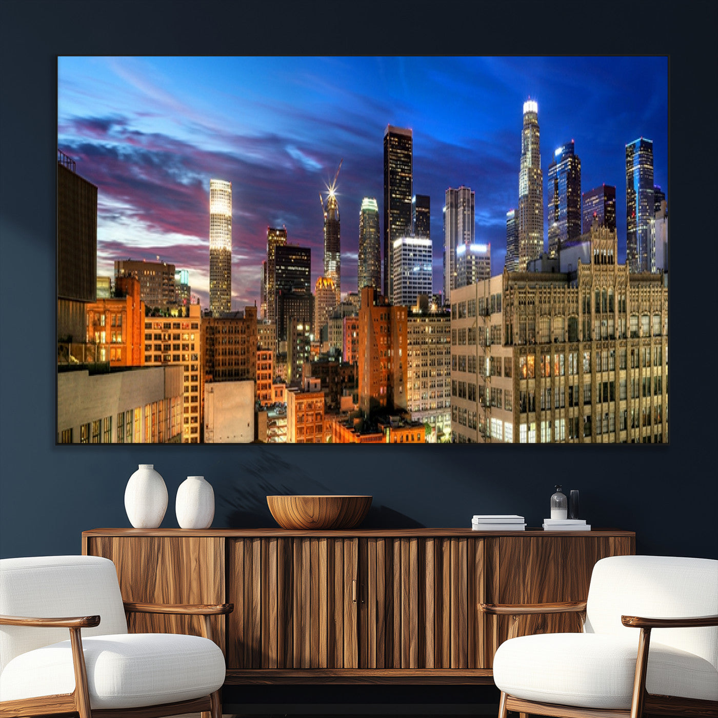 SEG-FC-51X34_Oversize - Los Angeles Night Wall Art Canvas Print