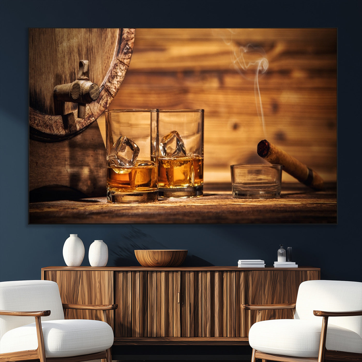 SEG-FC-51X34_Oversize - Rustic Whiskey and Barrel Canvas Print