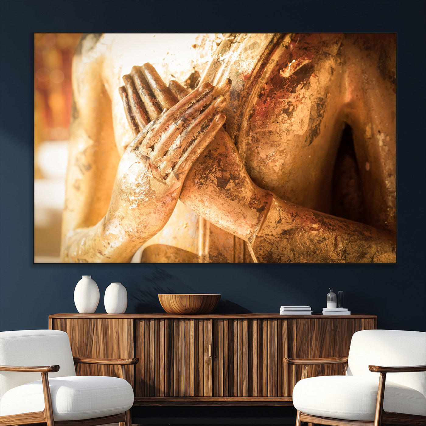 -Buddha Statue Hands Wall Art Canvas Print