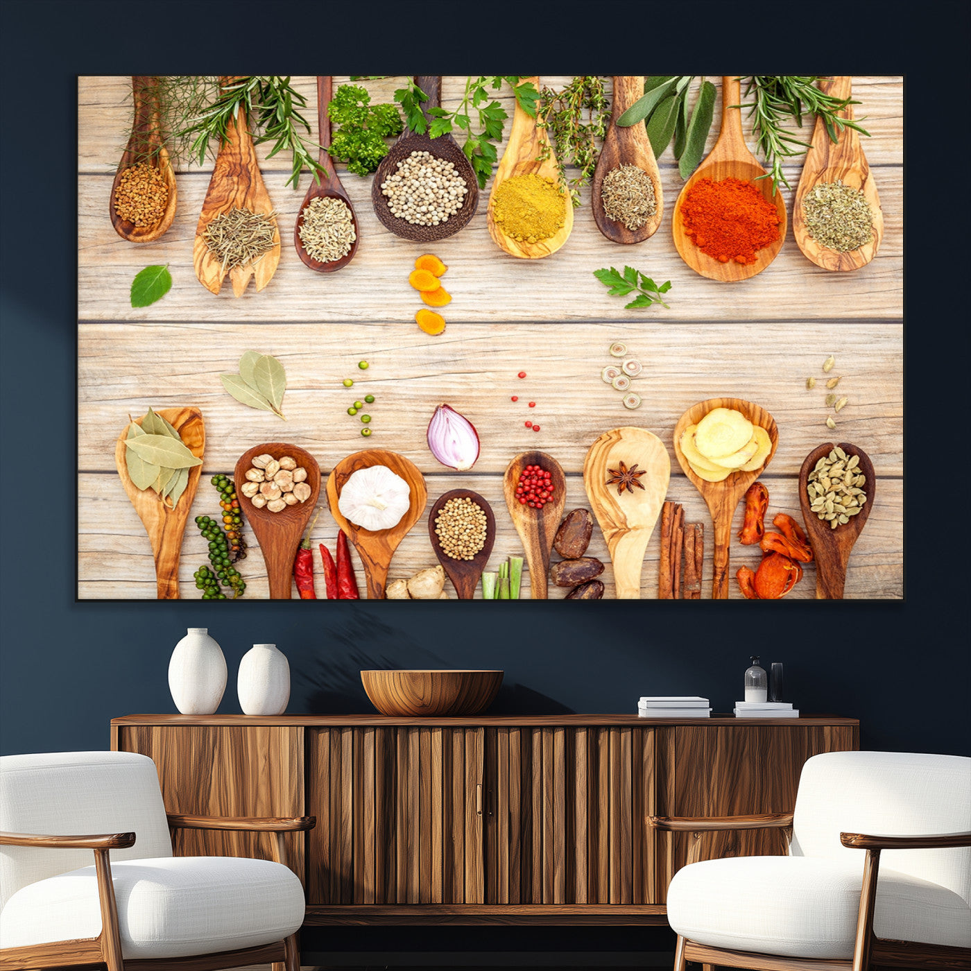 SEG-FC-51X34_Oversize - Kitchen Spice on the Table Wall Art, Kitchen Spice Wall Art Canvas Print