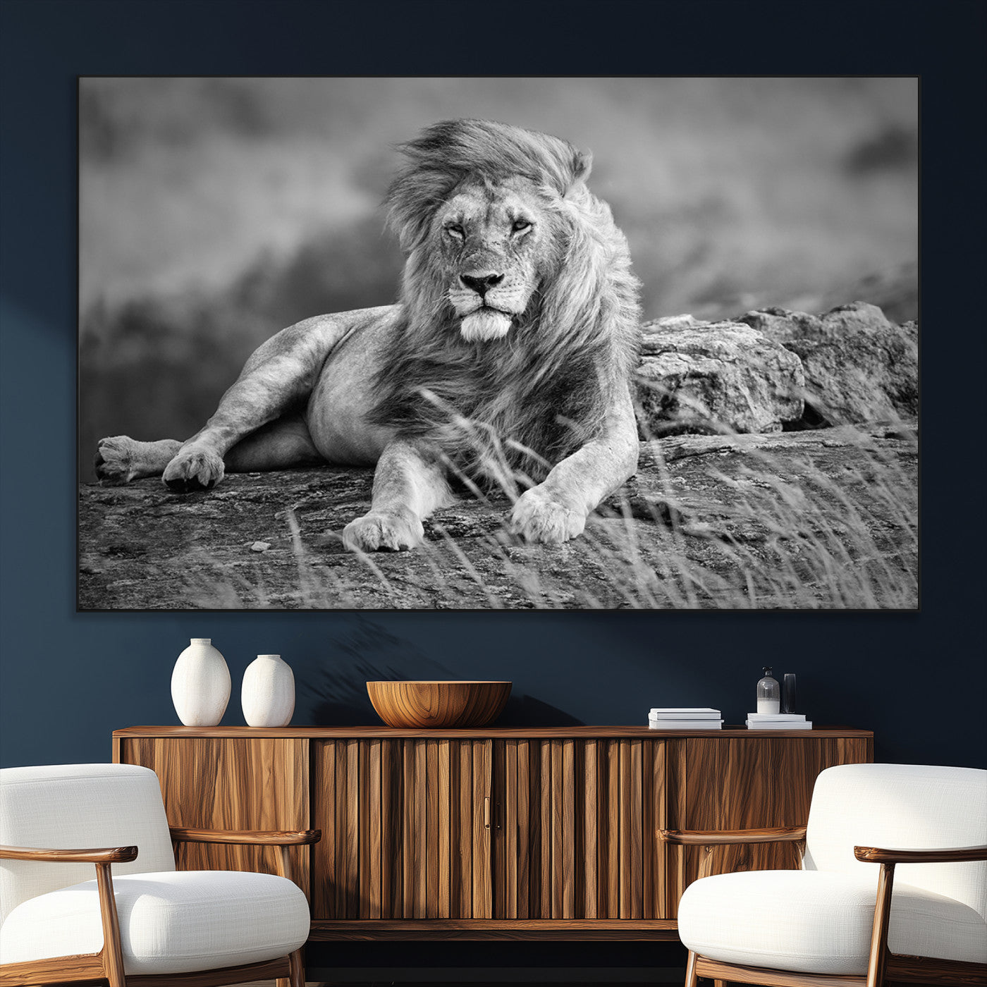 SEG-FC-51X34_Oversize - King of Forest Lion Wall Art Canvas Print