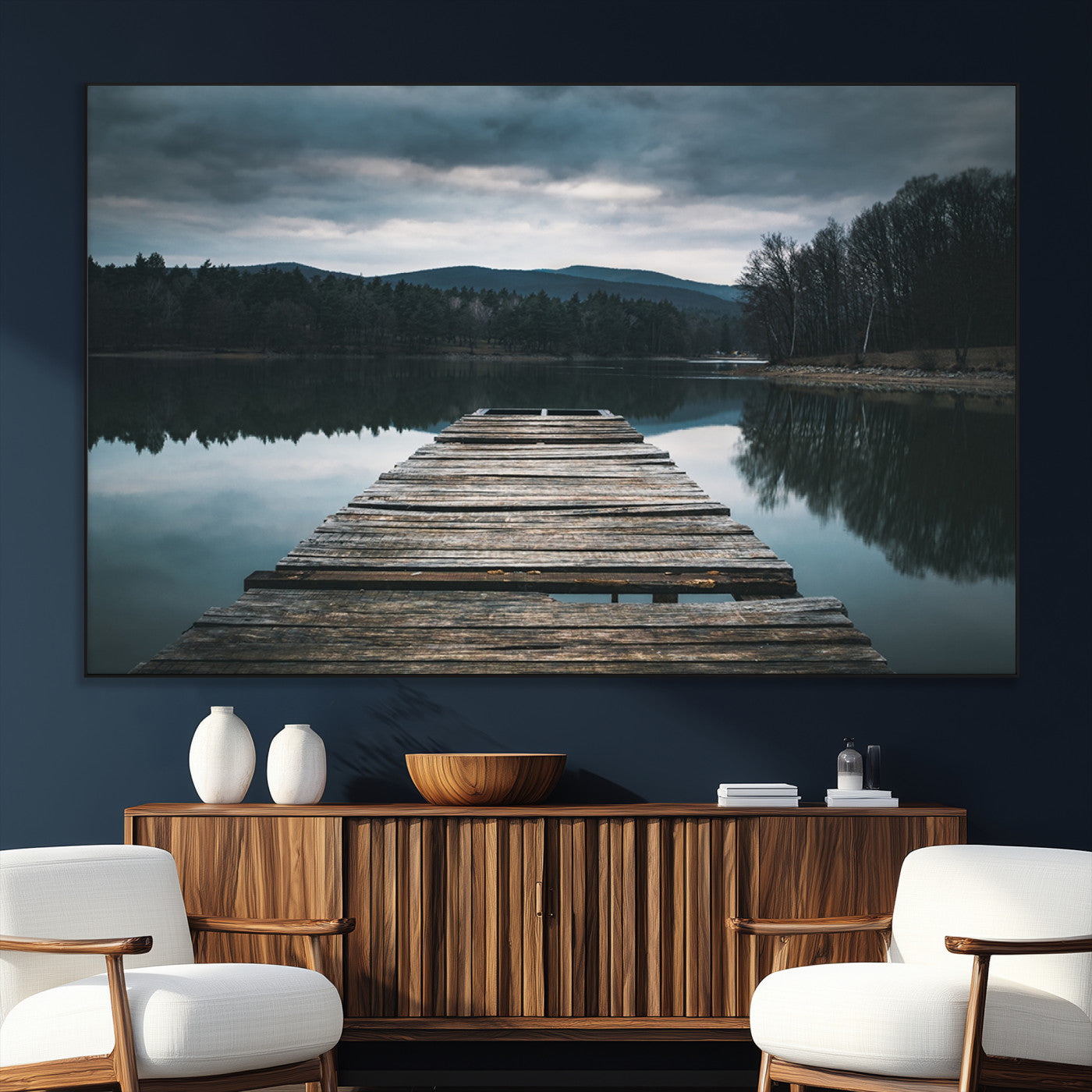 SEG-FC-51X34_Oversize - Wooden Bridge Near Lake Wall Art Canvas Print