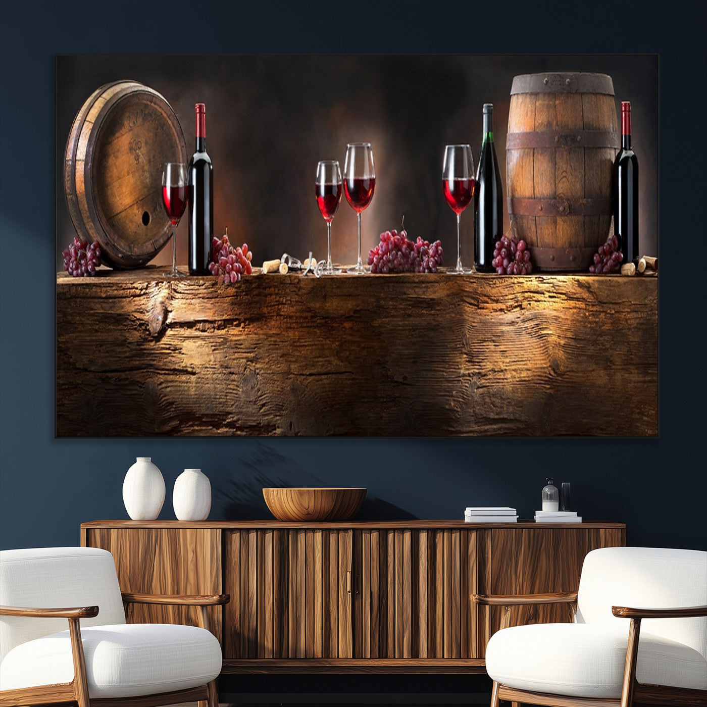 SEG-FC-51X34_Oversize - Wine and Barrels Wall Art Canvas Print
