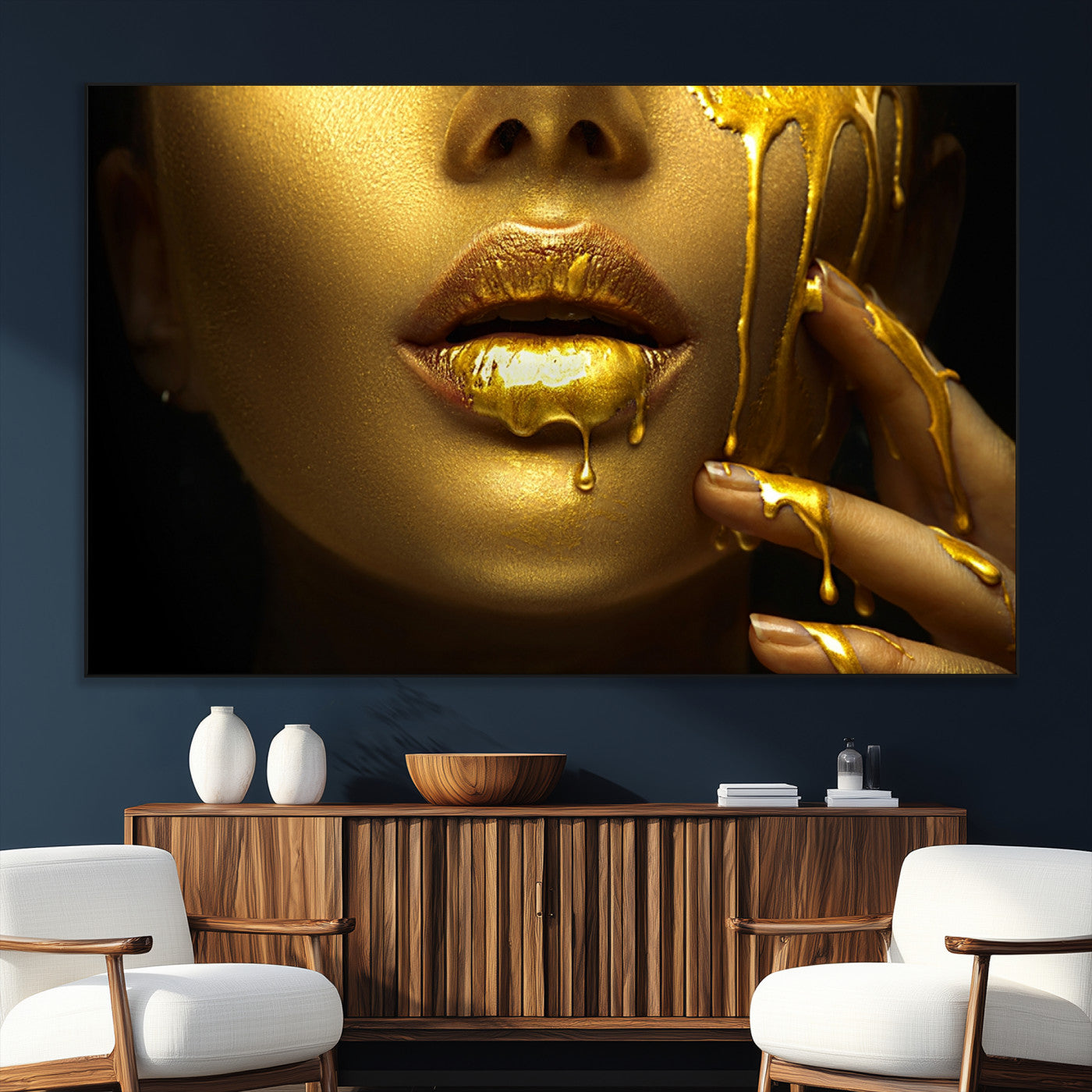 -Gold and Women Wall Art Canvas Print