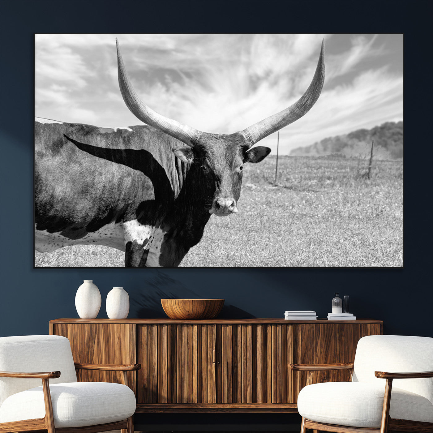 SEG-FC-51X34_Oversize - Cattle Wall Art Longhorn Cow Canvas Print