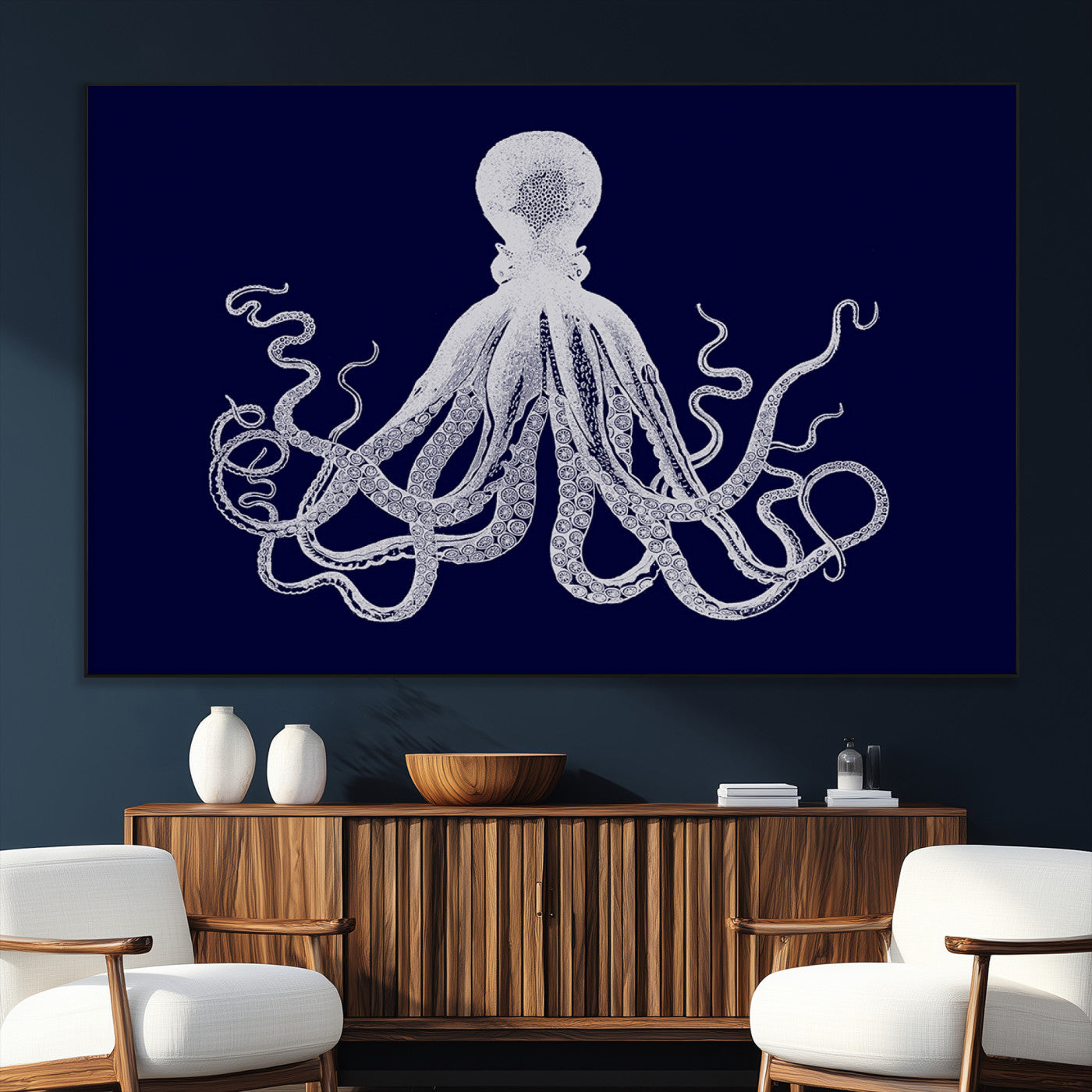 SEG-FC-51X34_Oversize - Blue Octopus Wall Art Canvas Print
