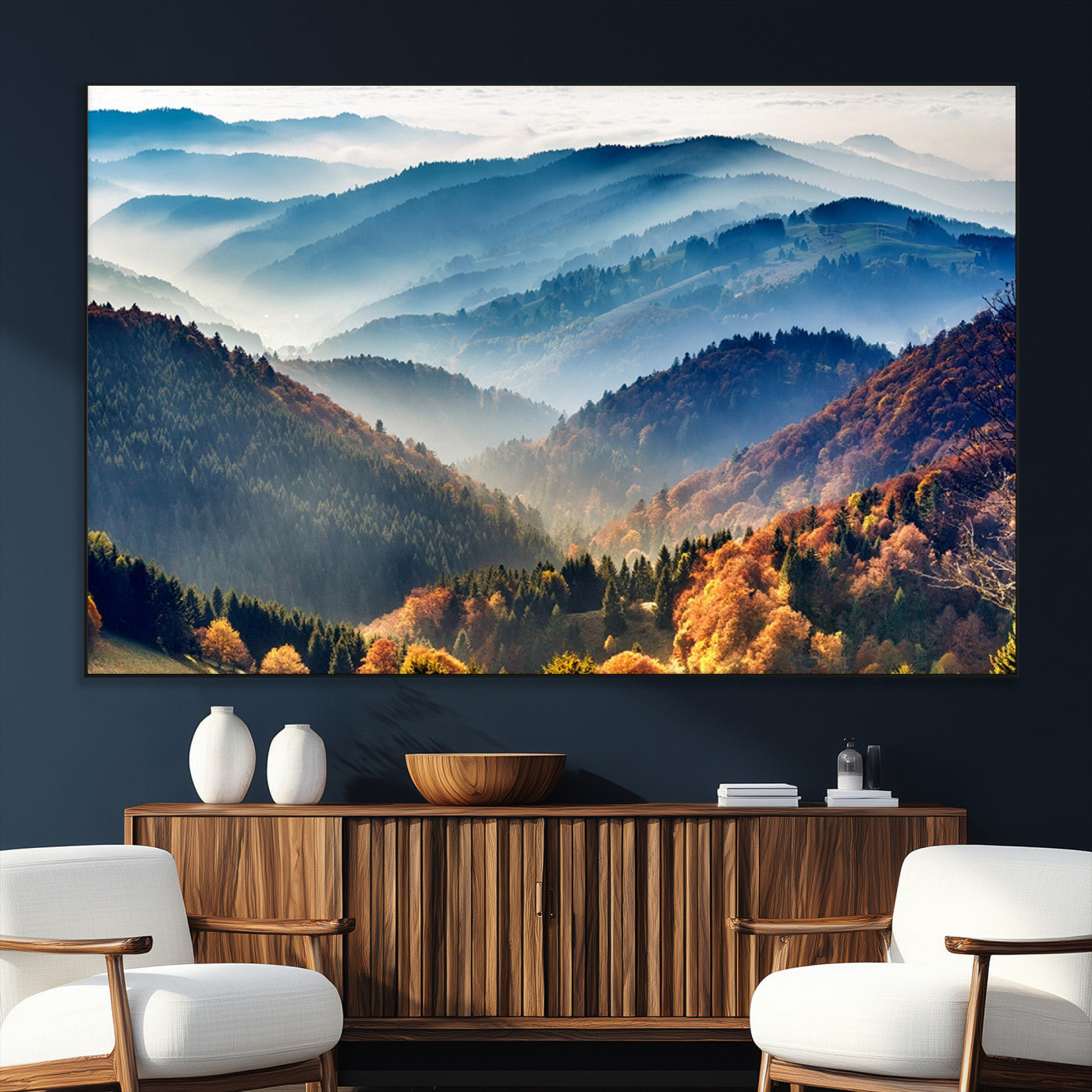 SEG-FC-51X34_Oversize - Mountains Forest Autumn Wall Art Canvas Print