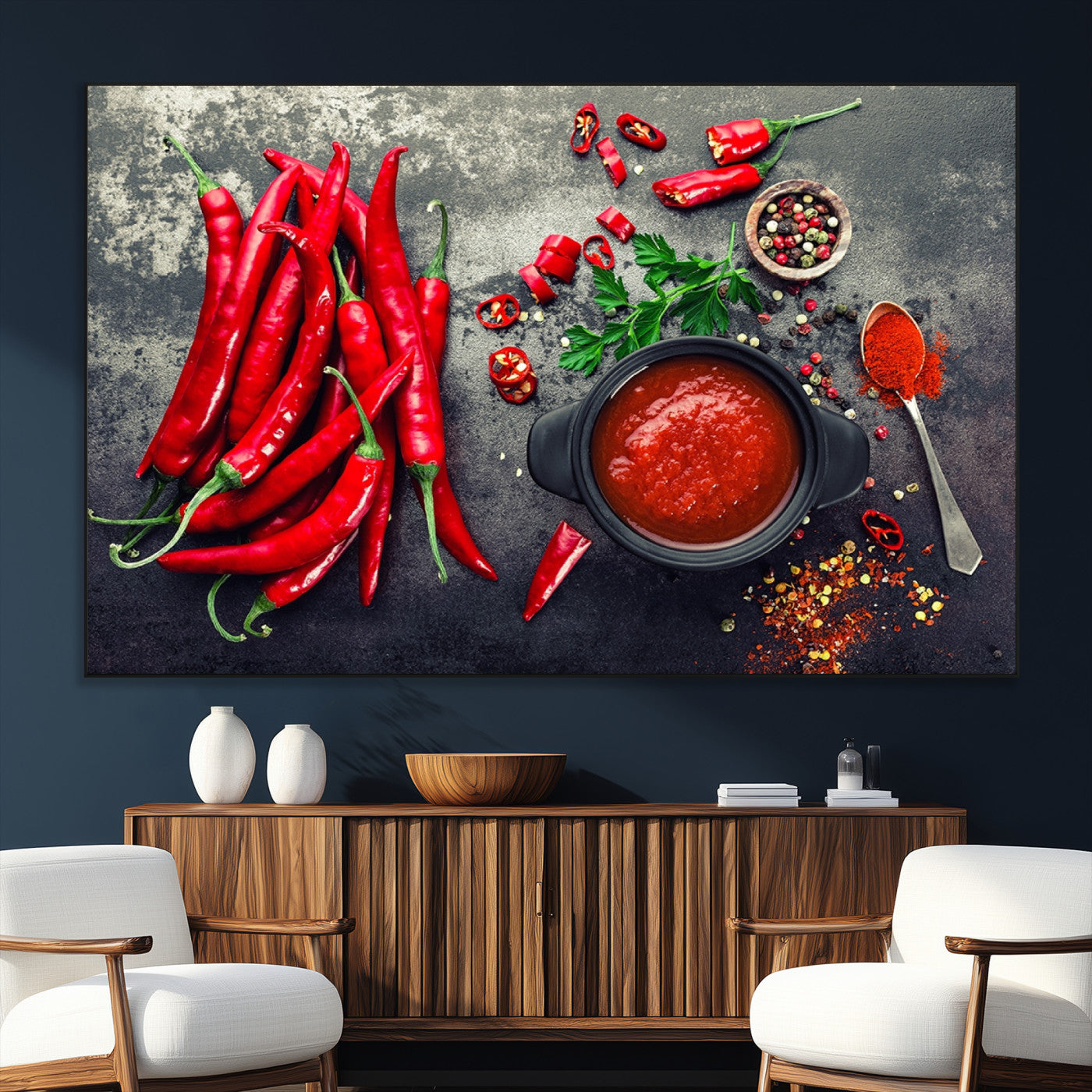 SEG-FC-51X34_Oversize - Red Pepper Kitchen and Restaurant Wall Wall Art, Red Pepper Kitchen Wall Decor Canvas Print
