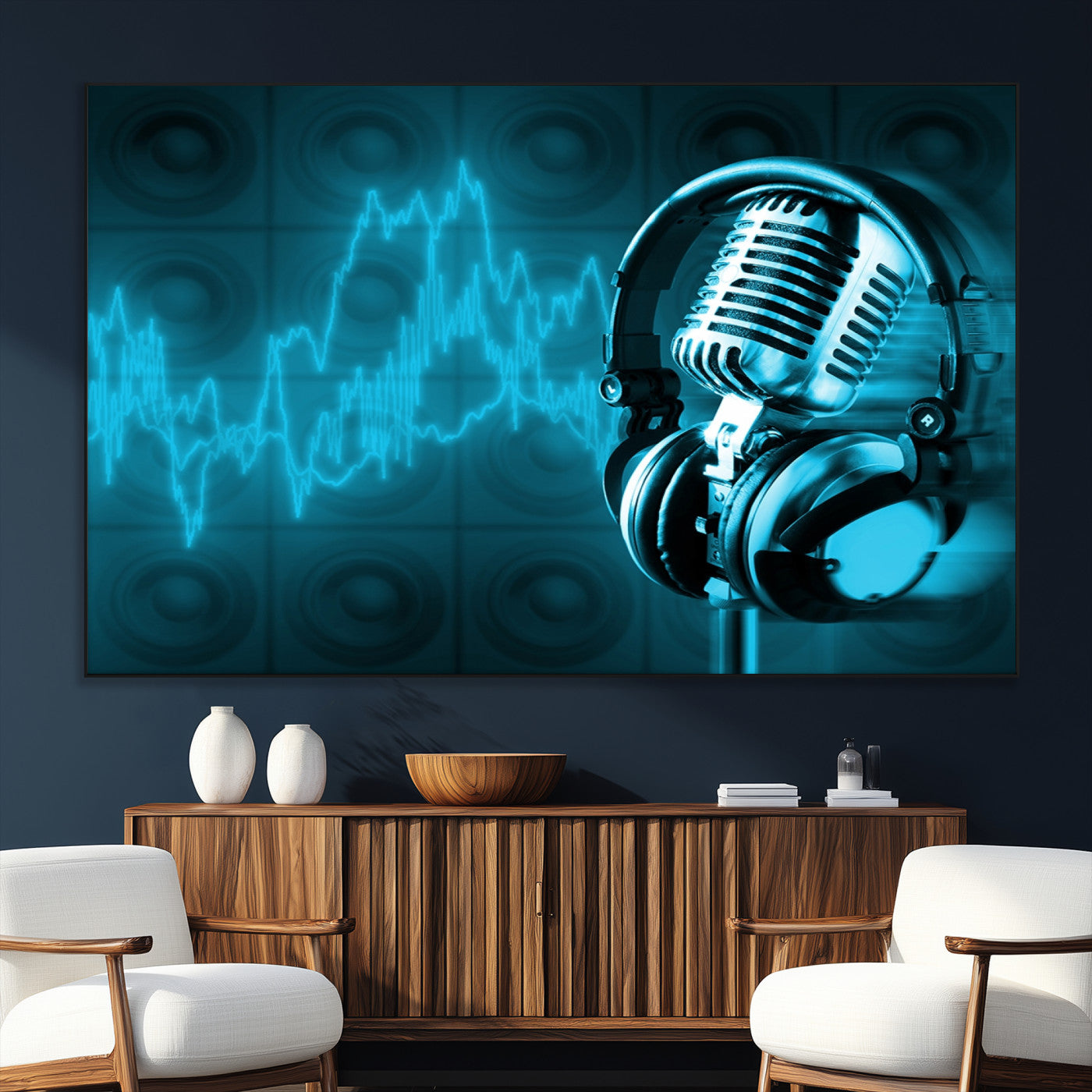 SEG-FC-51X34_Oversize - Music and Microphone Wall Art Canvas Print