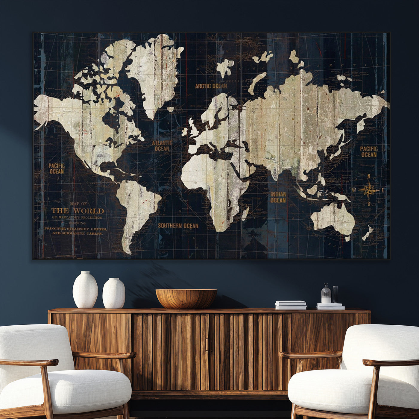 SEG-FC-51X34_Oversize - Push Pin World Map Canvas Print – Framed Wall Art for Couples to Track Their Travels – Anniversary