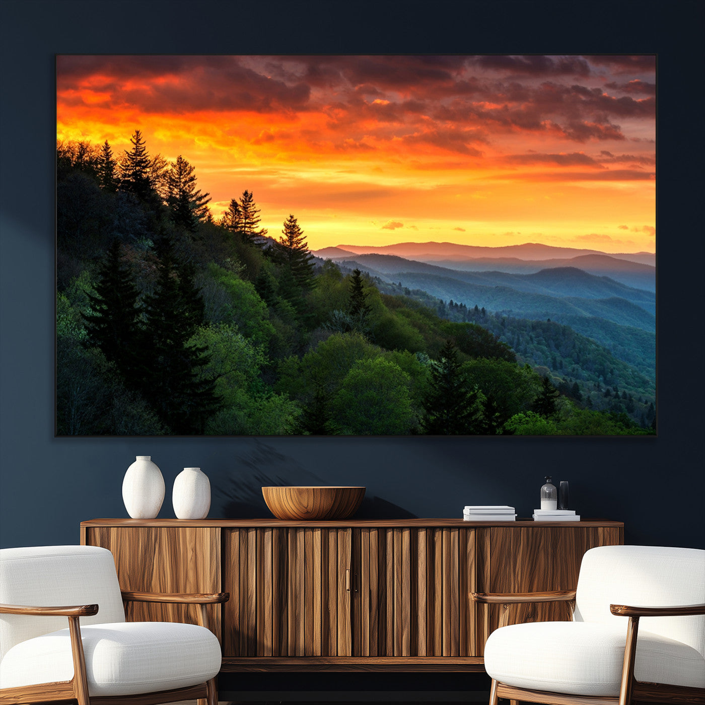 SEG-FC-51X34_Oversize - Forest Landscape Wall Art Sunset Canvas, Forest Sunset Canvas Print