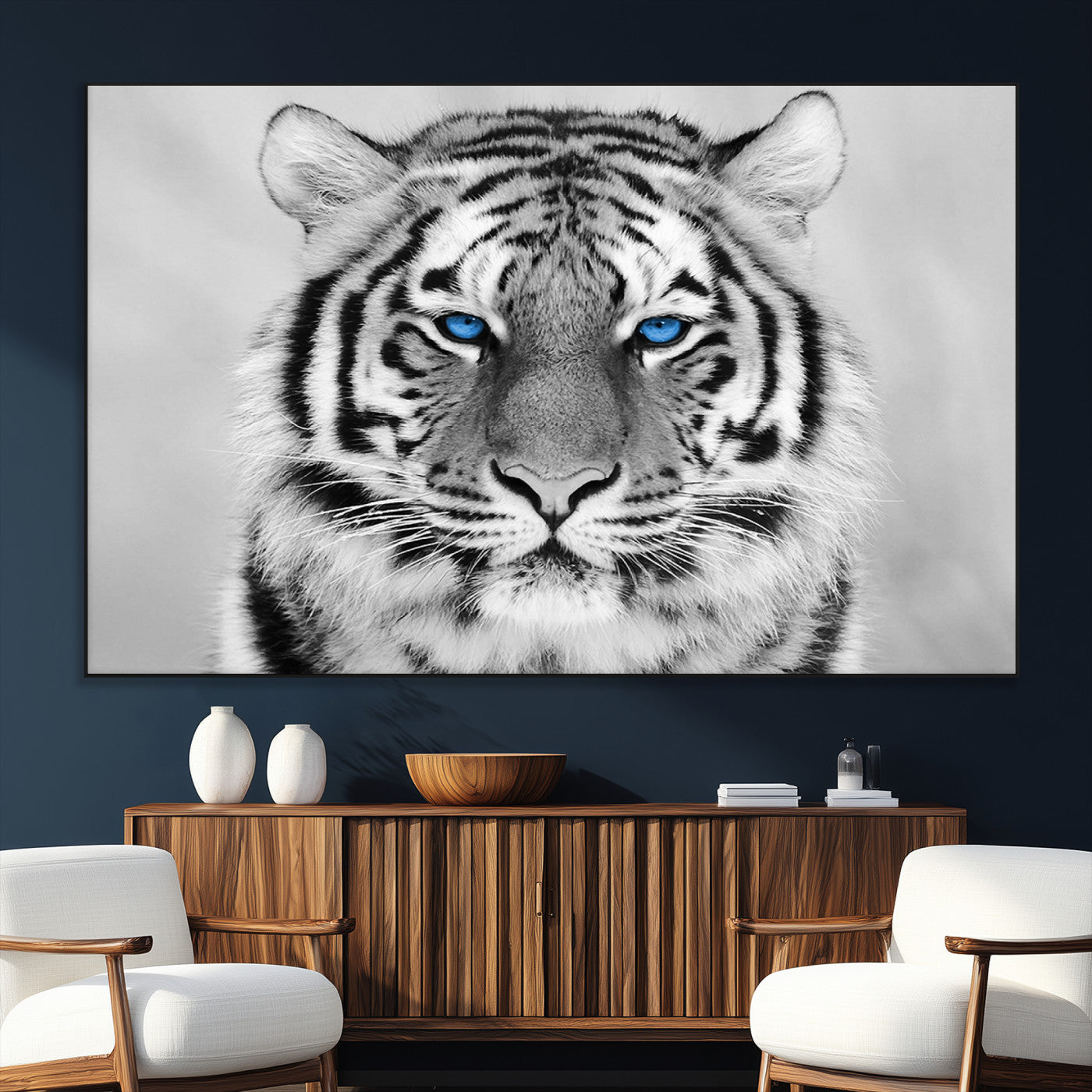 SEG-FC-51X34_Oversize - Black and White Tiger Wall Art Animal Canvas Print