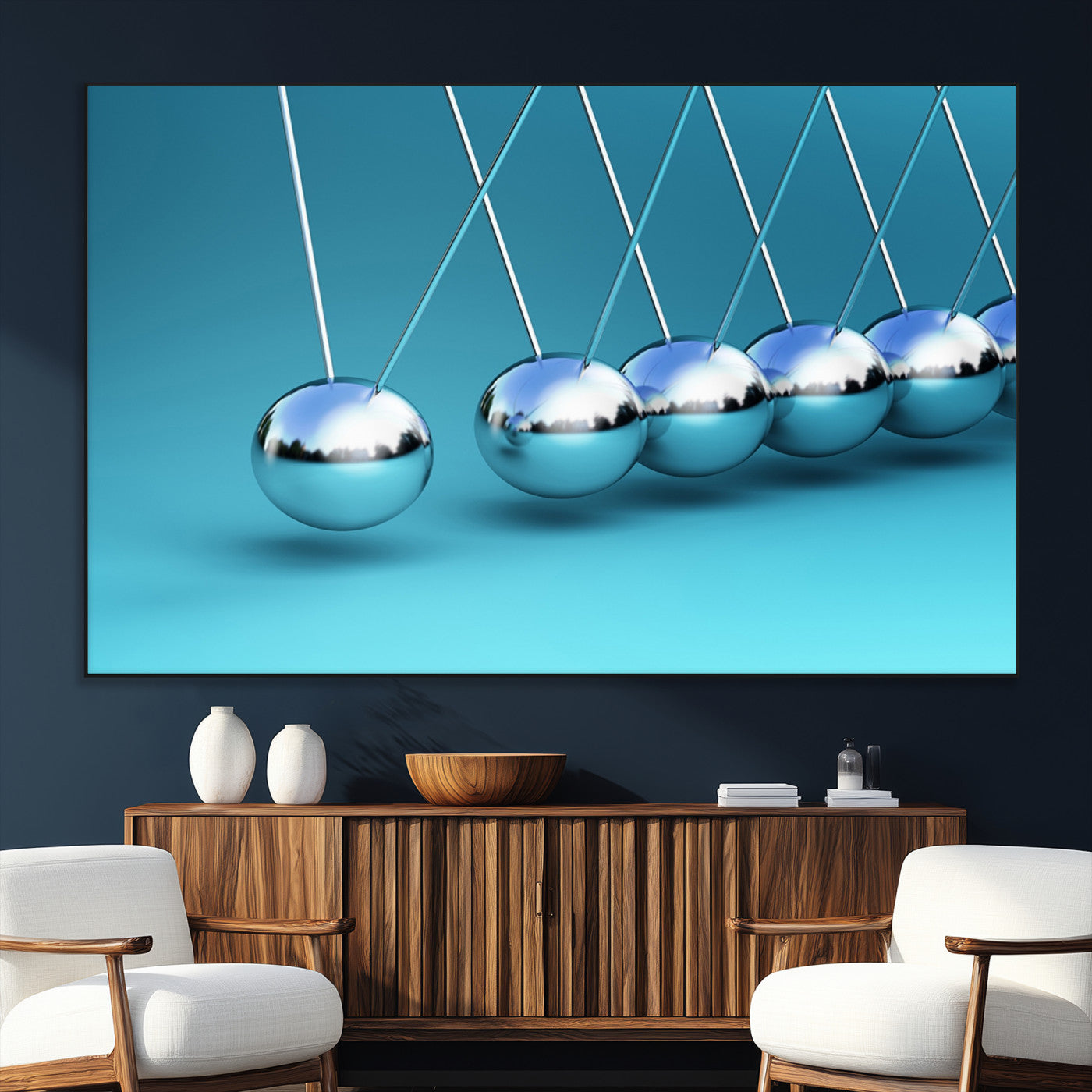 SEG-FC-51X34_Oversize - Wall Art Newton's Cradle Canvas Print, Framed Newton Cradle Canvas Print