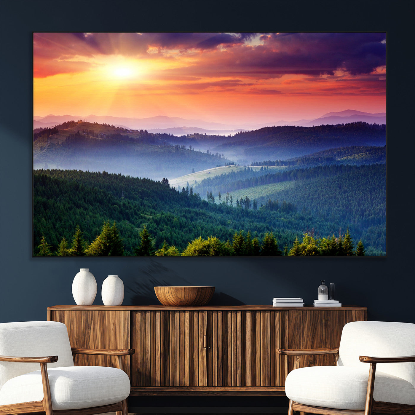 SEG-FC-51X34_Oversize - Mountain and Sunset Wall Art Canvas Print