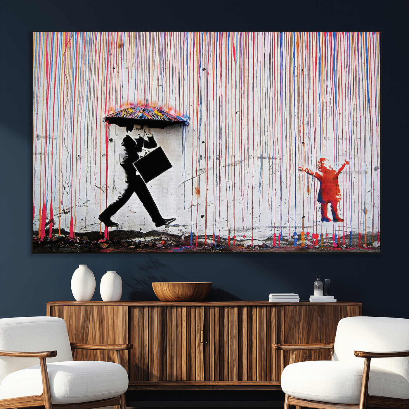 SEG-FC-51X34_Oversize - Banksy Wall Art Canvas Print, Framed Graffiti Art Picture Print, Banksy Urban Graffiti Perfect Modern Decor Artwork