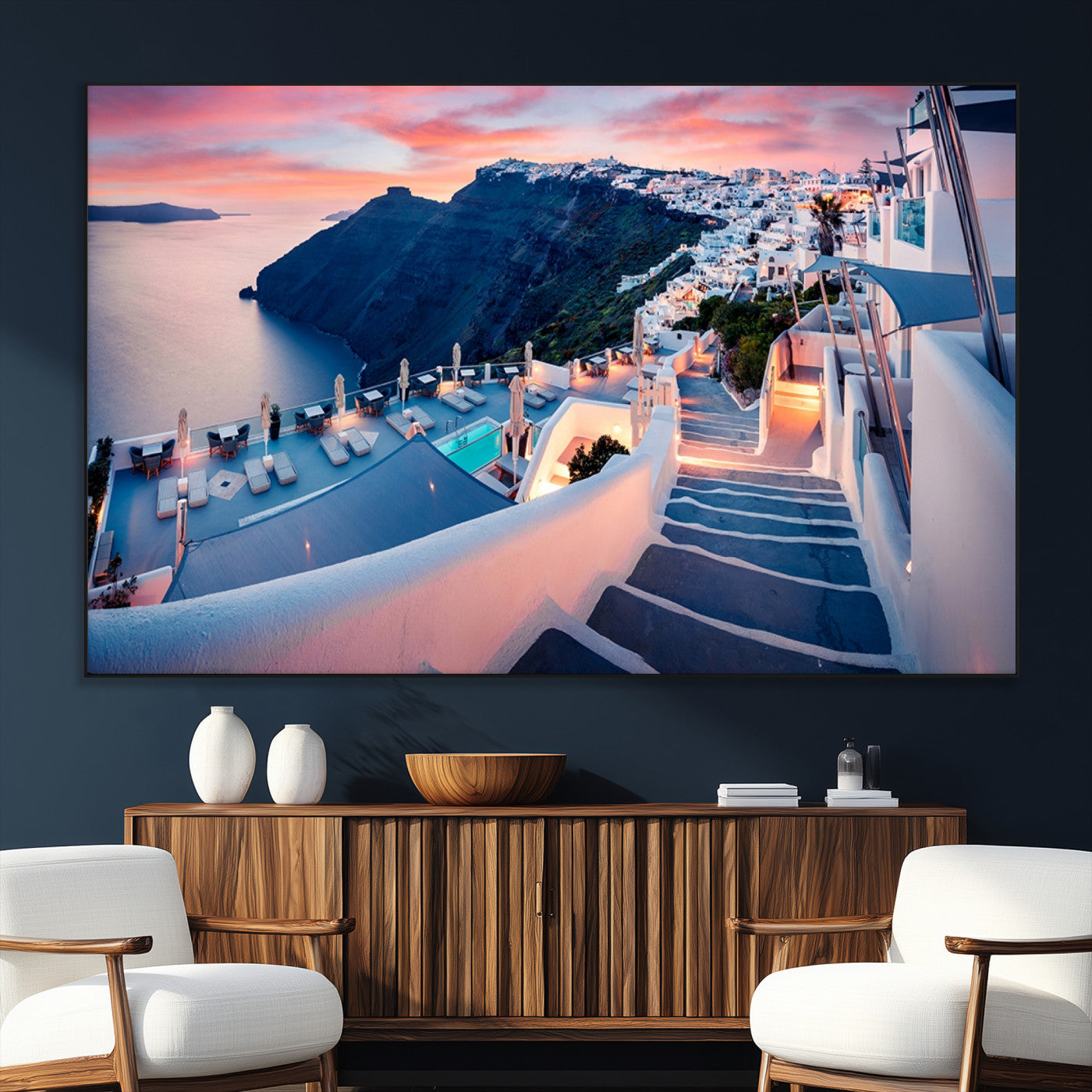 SEG-FC-51X34_Oversize - Santorini Island Wall Art Canvas Print