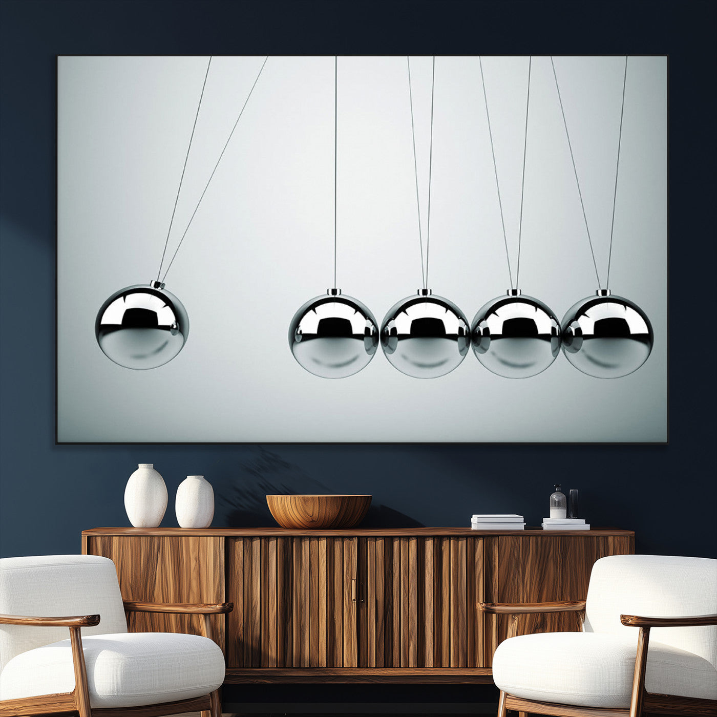SEG-FC-51X34_Oversize - Newton's Cradle Wall Art Canvas Print, Framed Newton Cradle Wall Art