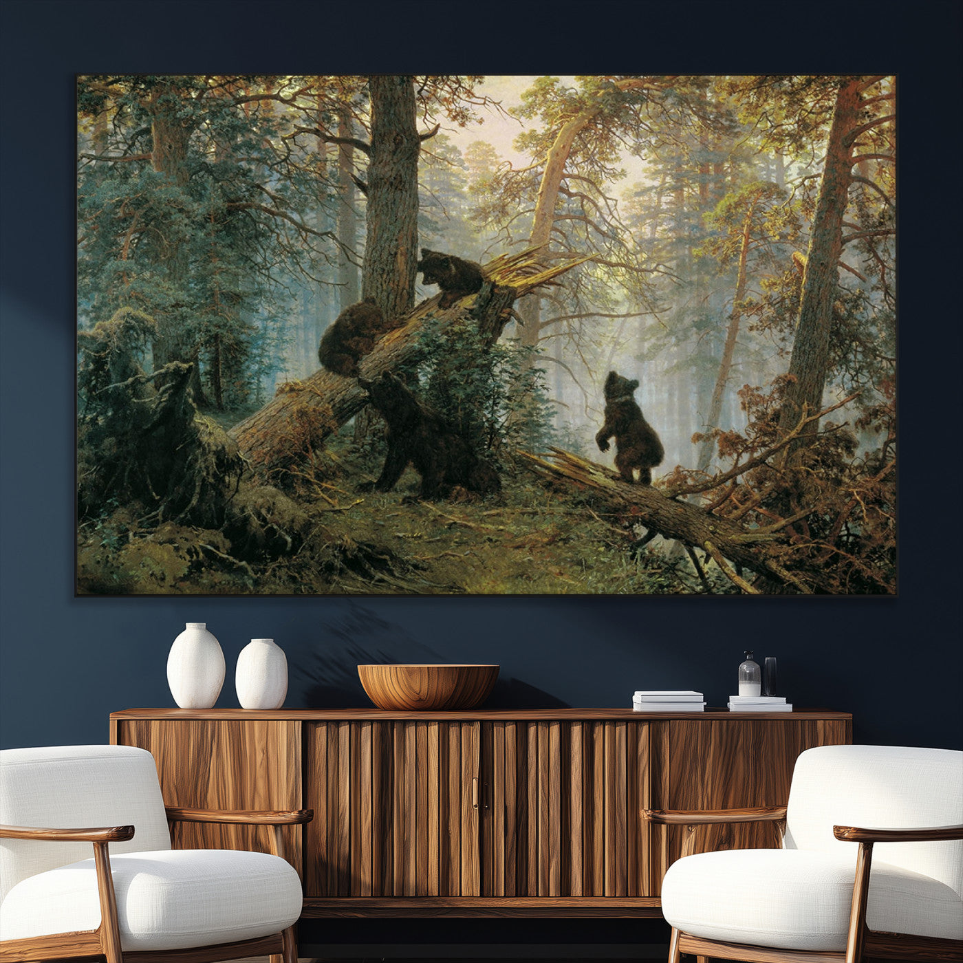 SEG-FC-51X34_Oversize - Baby Bears in Forest Wall Art Canvas Print