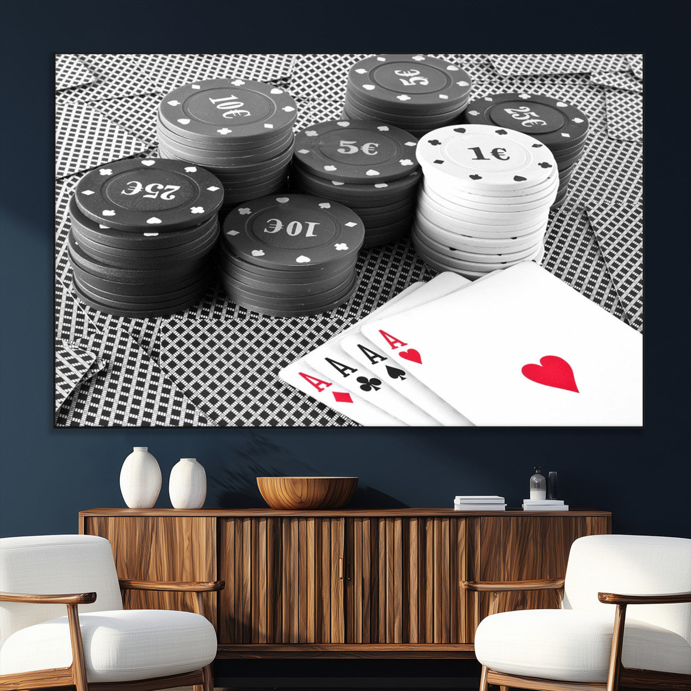 SEG-FC-51X34_Oversize - Poker Game Cards Wall Art Canvas, Multi Panel Wall Art Canvas Print