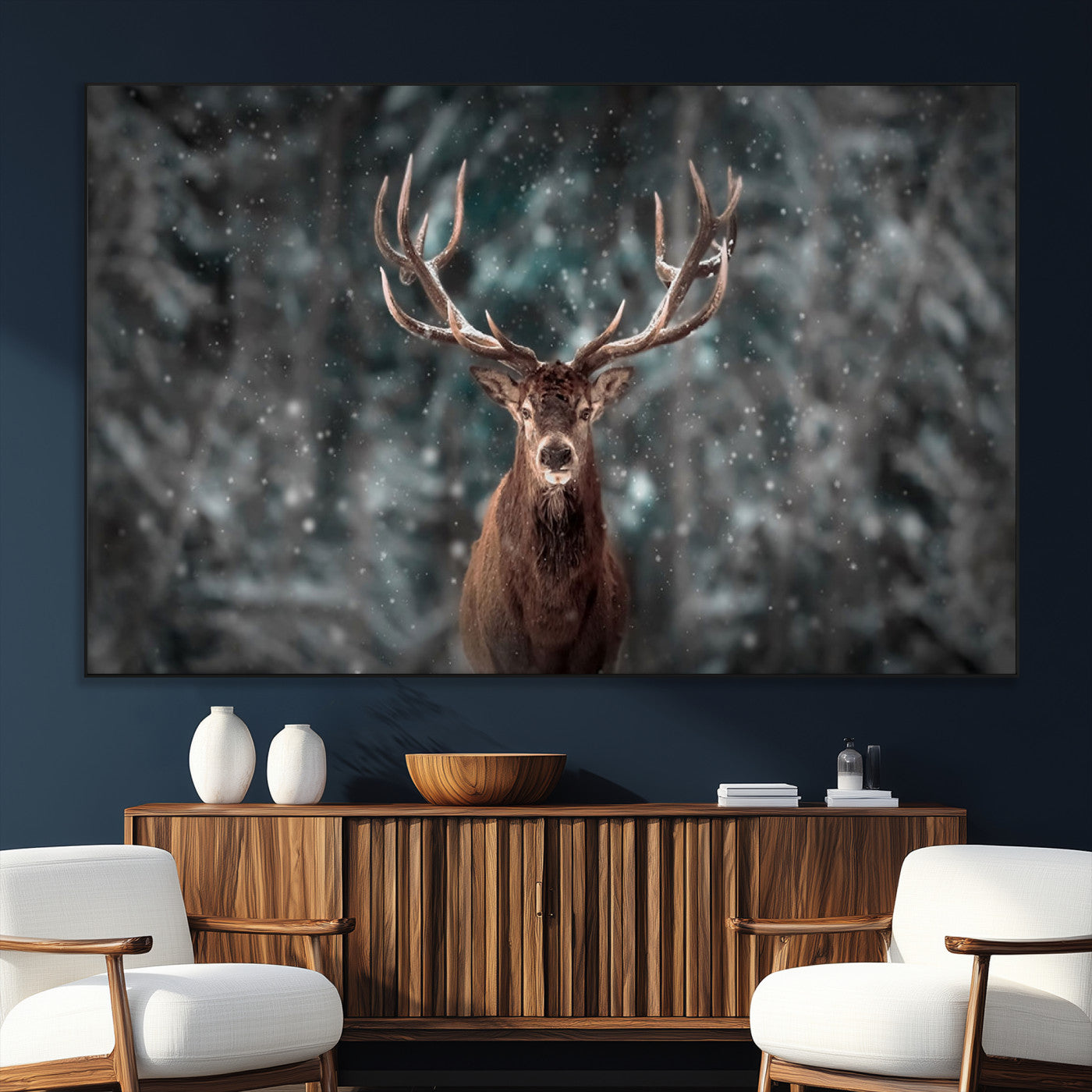 SEG-FC-51X34_Oversize - Wall Art Deer Art Animal Canvas, Framed Wall Art Deer Canvas Print