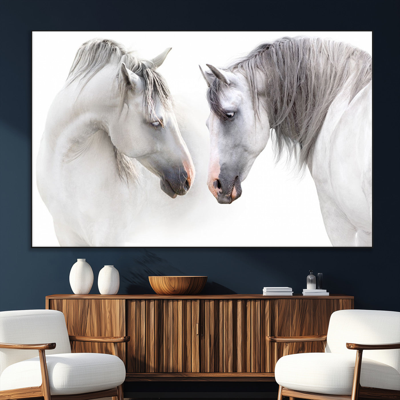 SEG-FC-51X34_Oversize - White Horse Wall Art Animal Canvas Print