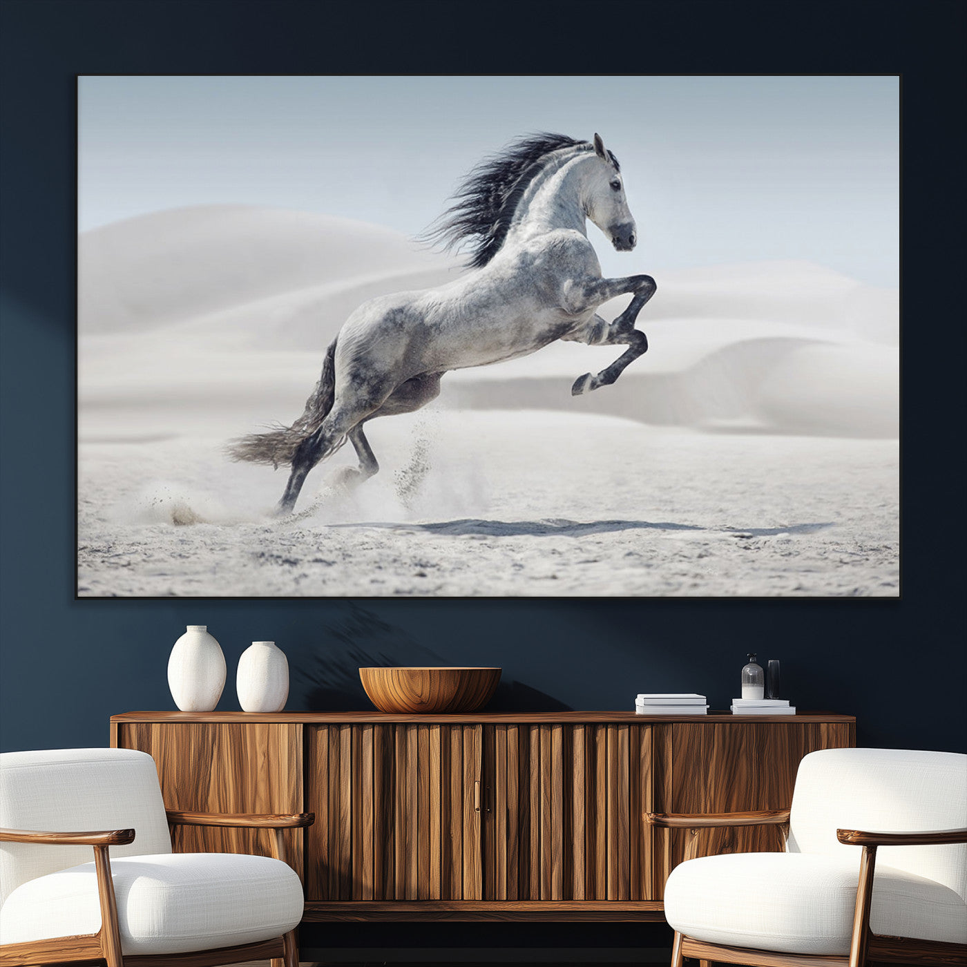 SEG-FC-51X34_Oversize - Prancing Horse on Dessert Large Wall Art Animal Canvas Print