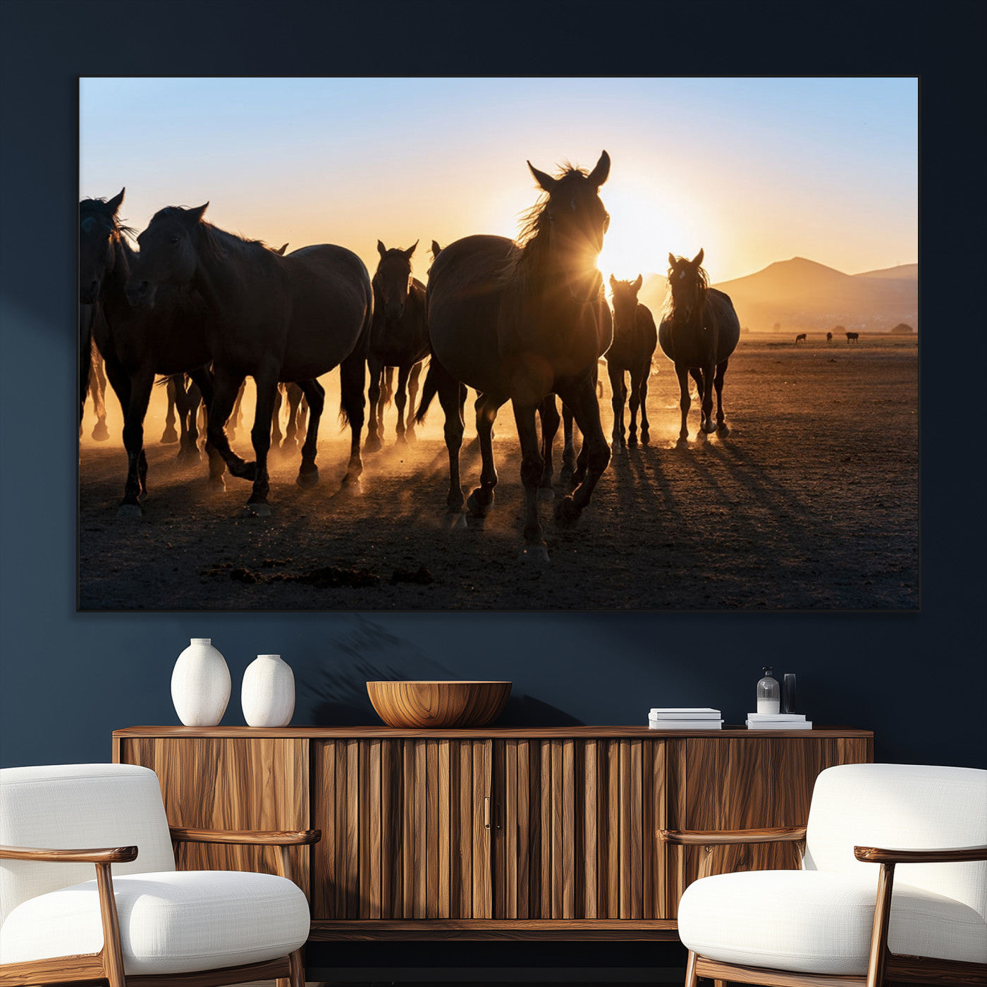 SEG-FC-51X34_Oversize - Horse Herd Wall Art Animal Canvas Print