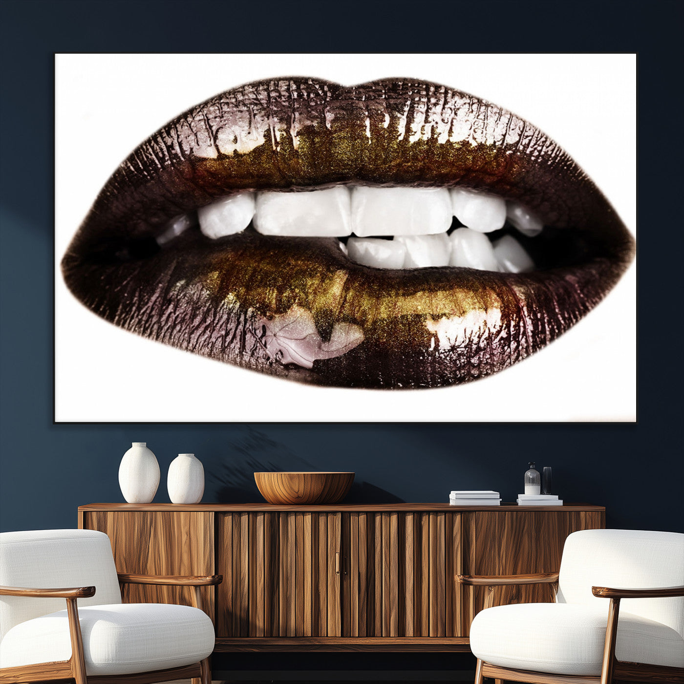 SEG-FC-51X34_Oversize - Close Up Lips Wall Art Canvas Print