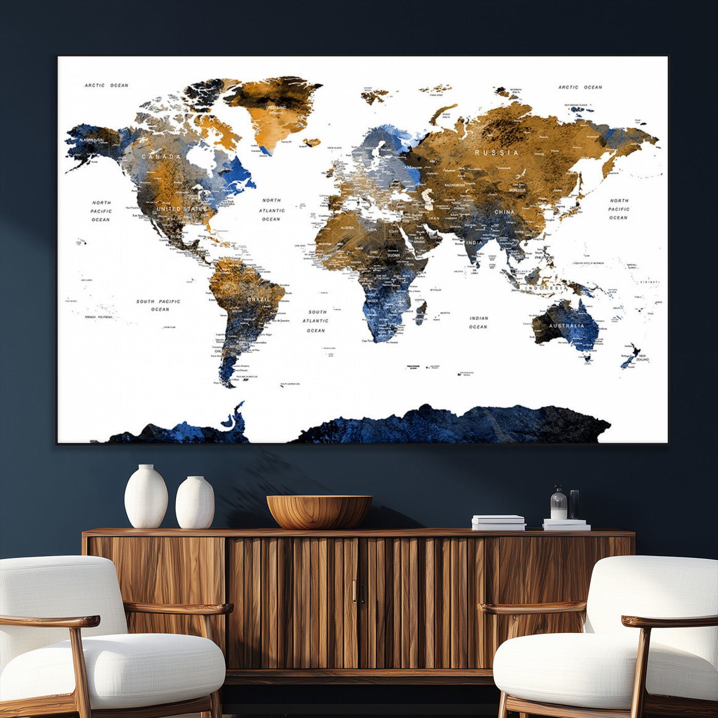 SEG-FC-51X34_Oversize - World Map Wall Art Canvas Print for Home and Office Decor