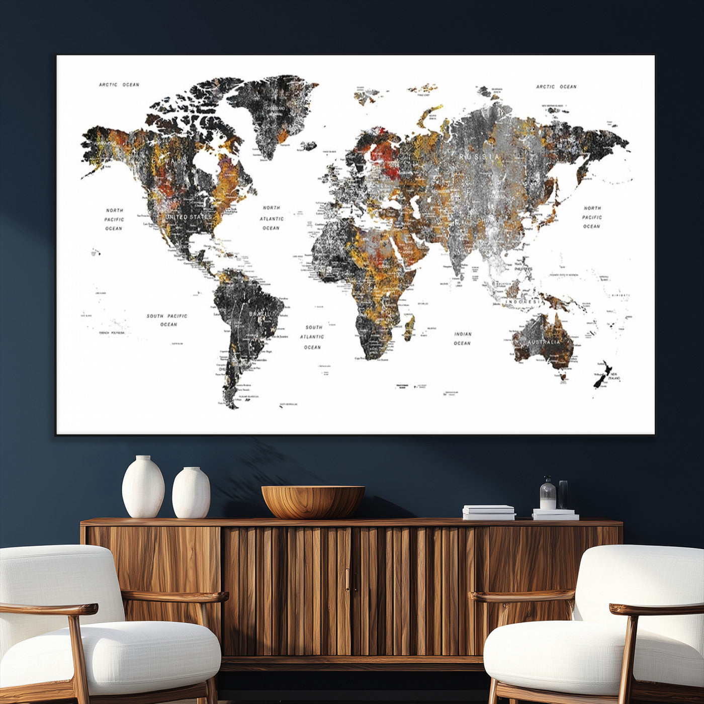 SEG-FC-51X34_Oversize - World Map Wall Art Canvas Print for Home and Office Decor