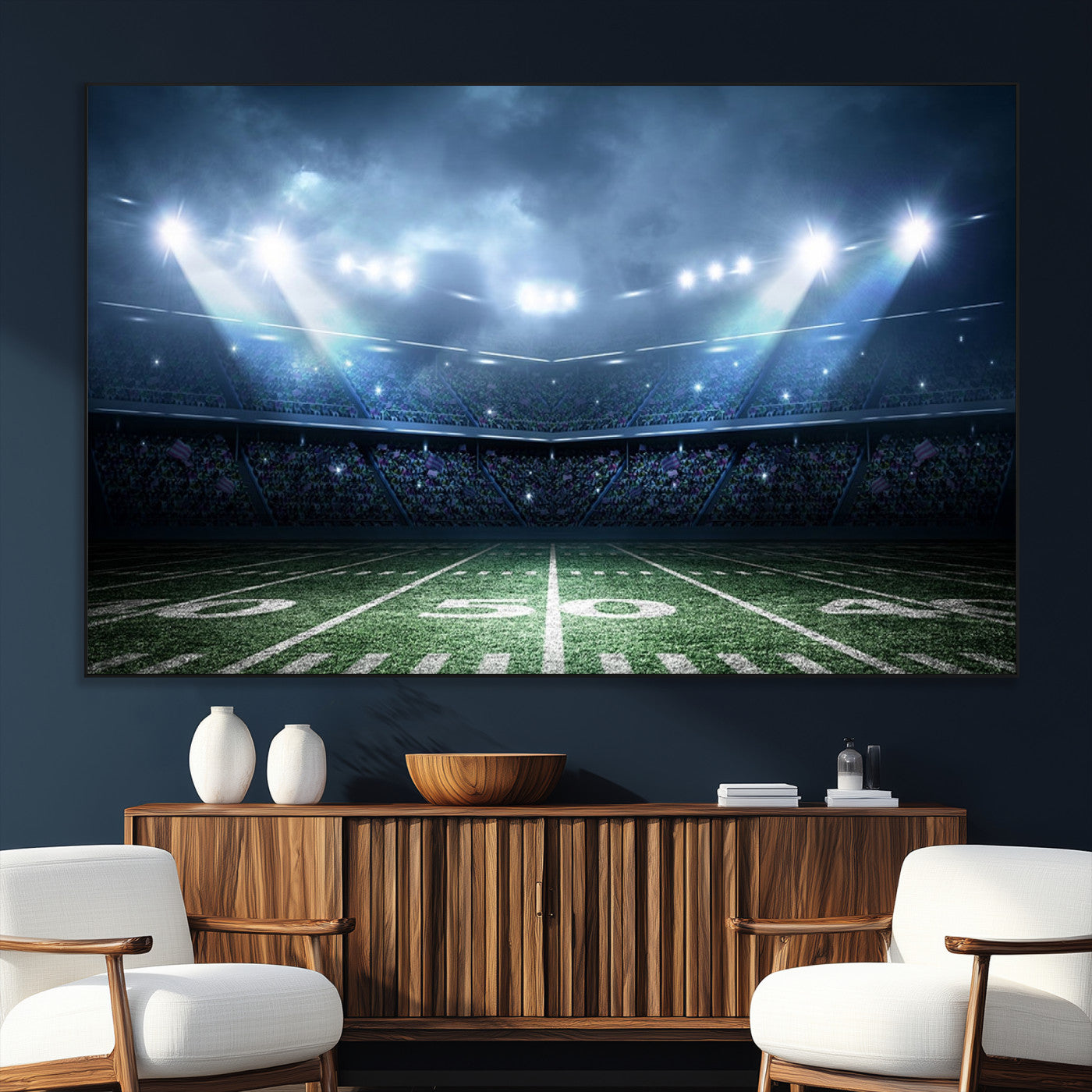 SEG-FC-51X34_Oversize - American Football Stadium Wall Art Canvas, American Football Stadium Canvas Print