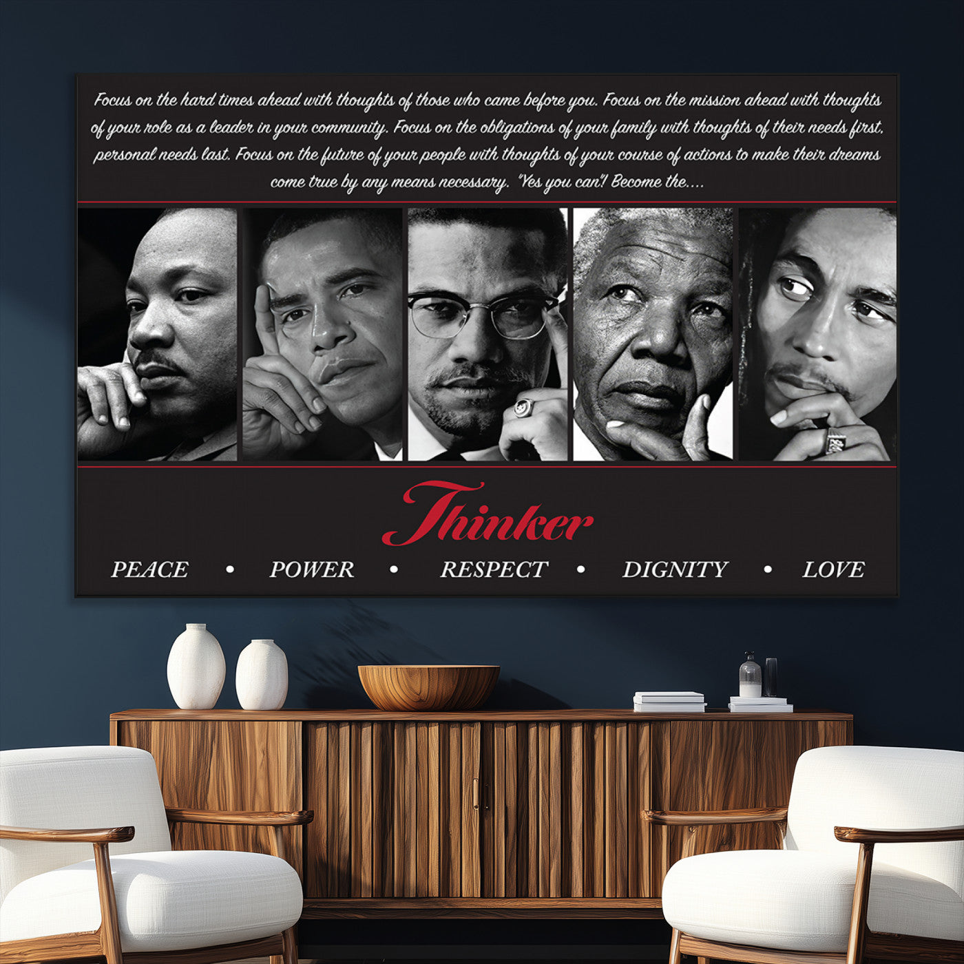 SEG-FC-51X34_Oversize - Thinker Peace Power Respect Dignity Wall Art | Thinkers of Changel Wall Art Featuring Icons of