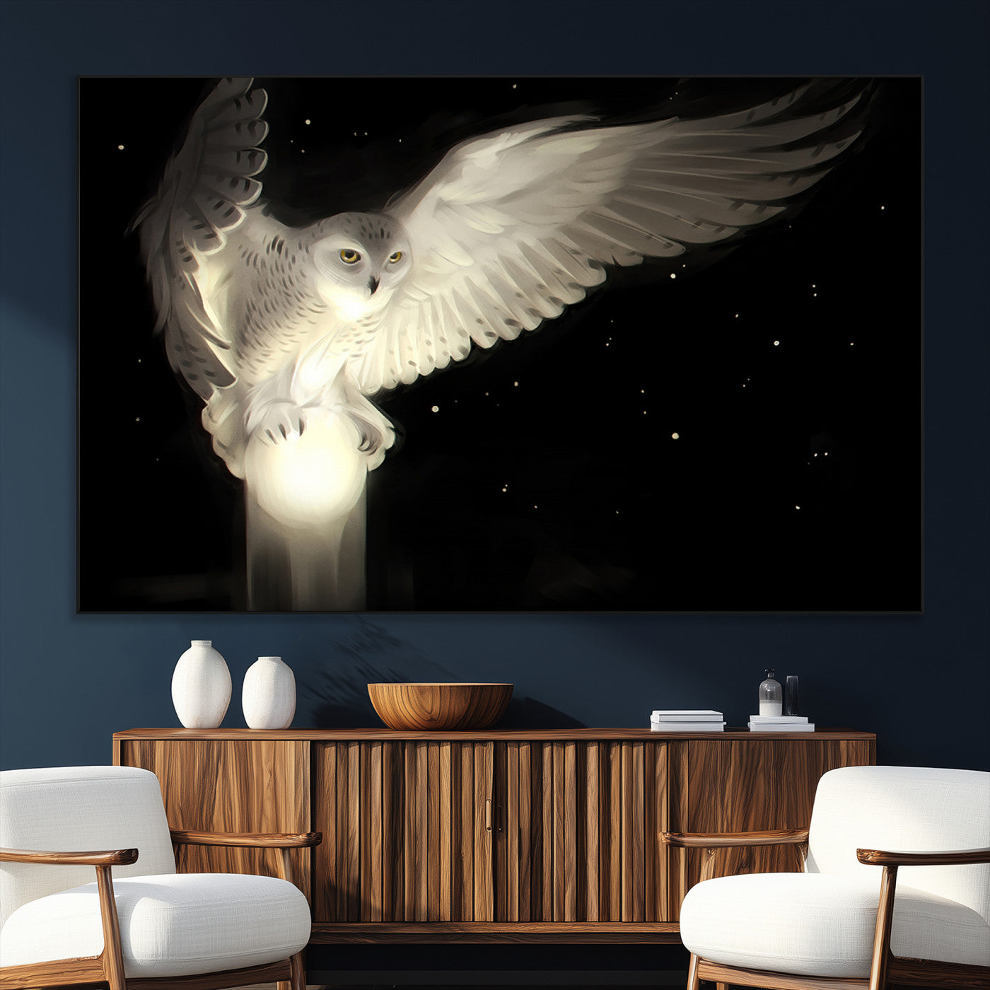 SEG-FC-51X34_Oversize - Night Owl Art -  Illuminating the Darkness – Unique Animal-Inspired Wall Art for Modern Decor |