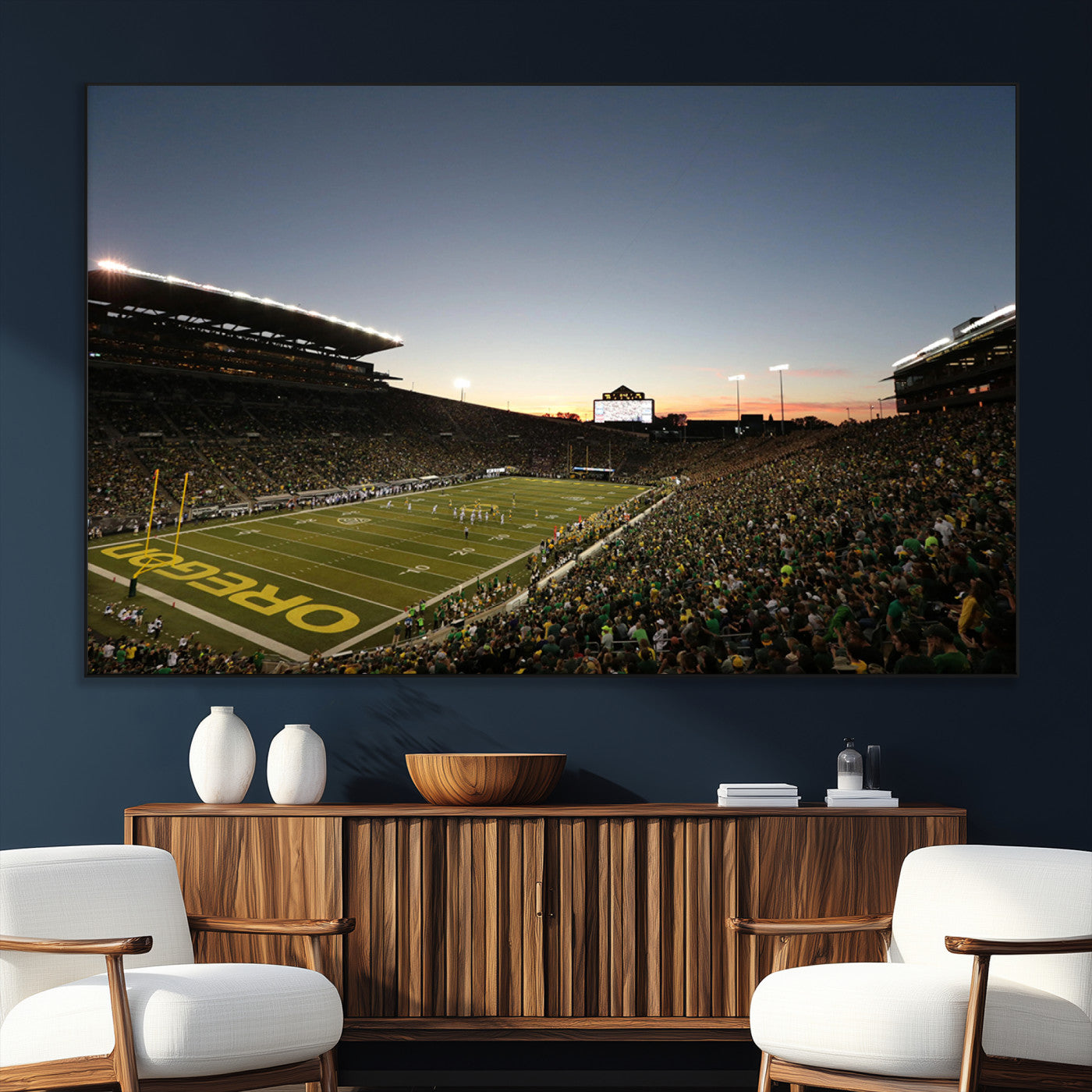 SEG-FC-51X34_Oversize - Oregon Ducks Football Team Print - Eugene Autzen Stadium Wall Art Canvas Print
