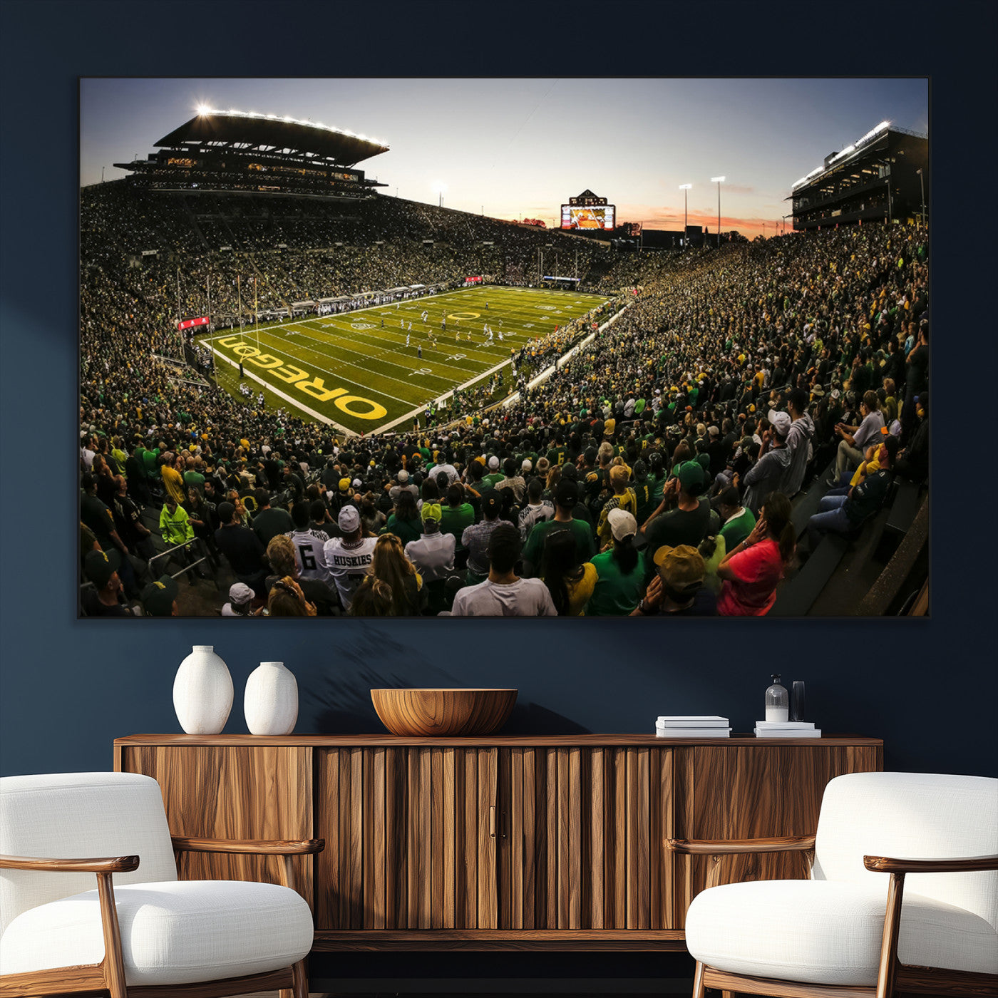 SEG-FC-51X34_Oversize - Oregon Stadium Canvas Wall Art - Captivating Game Day Scene at Autzen Stadium, Oregon Ducks Football