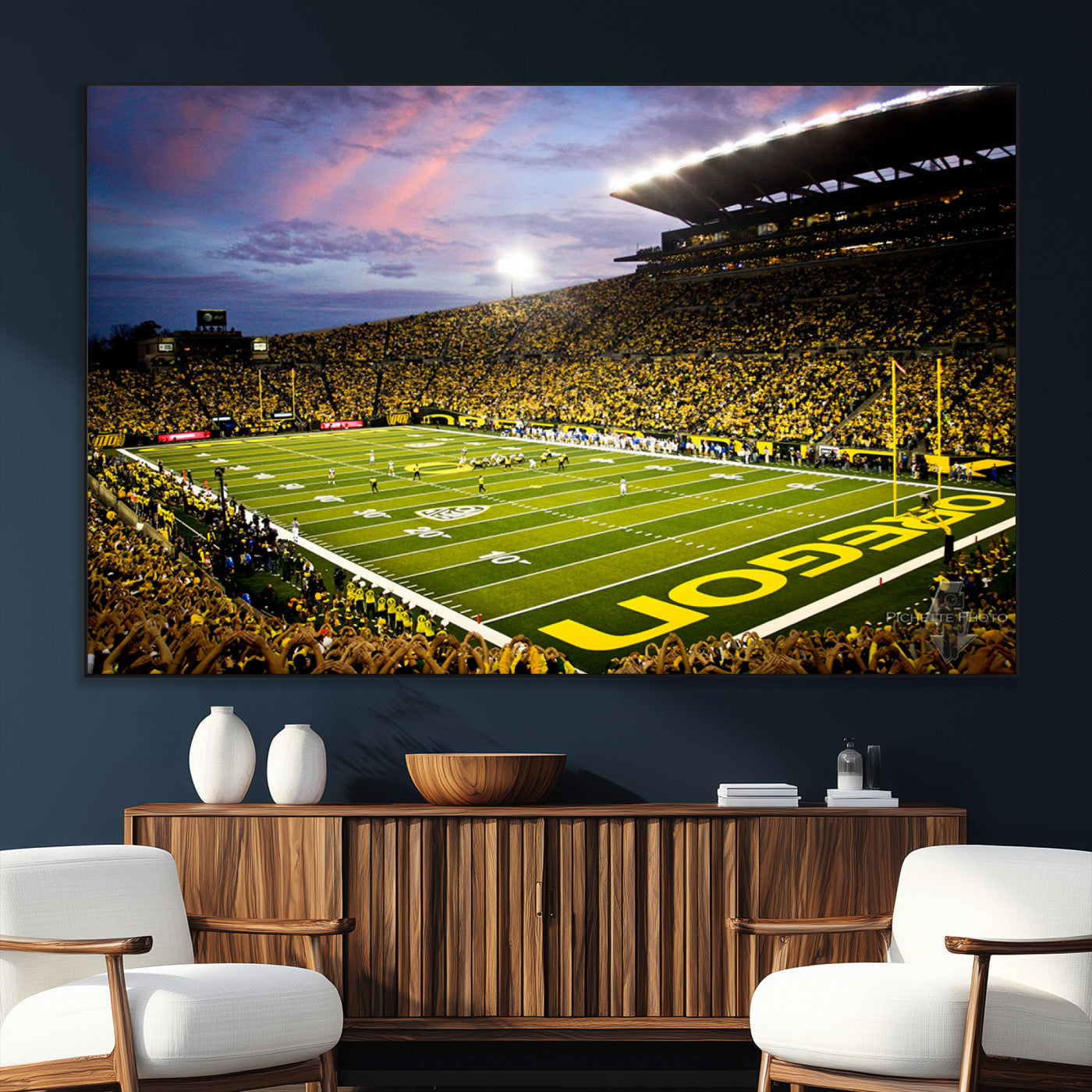 SEG-FC-51X34_Oversize - University of Oregon Ducks Football Team Print - Eugene Autzen Stadium Wall Art Canvas Print