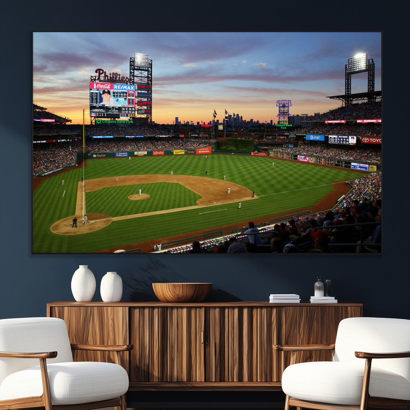 SEG-FC-51X34_Oversize - Citizens Bank Park Philadelphia Phillies Wall Art Canvas | 3-Panel Canvas Print of Phillies Stadium
