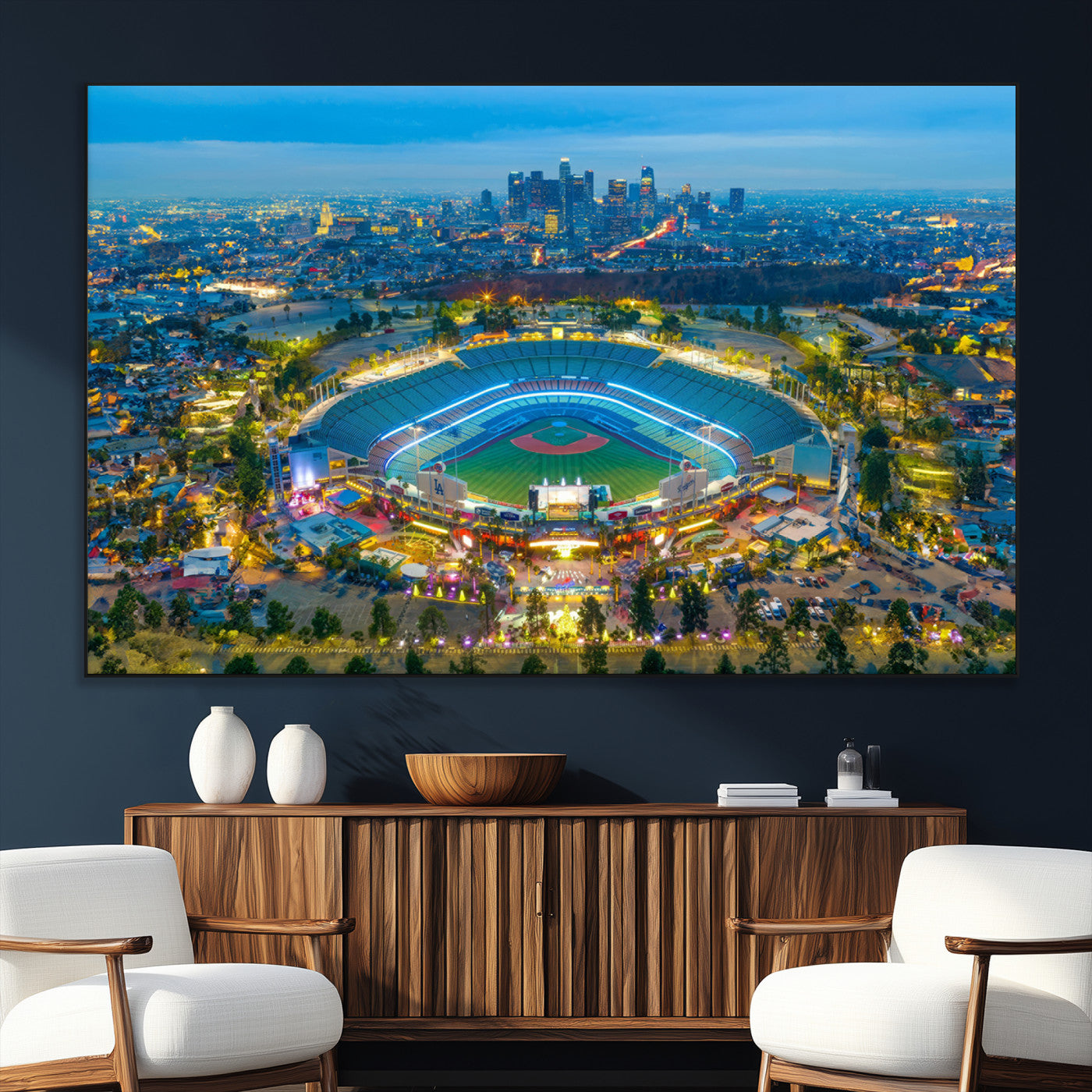 SEG-FC-51X34_Oversize - Los Angeles Dodgers Wall Art Canvas, Dodger Stadium Wall Art Canvas Print - MLB Baseball Stadium