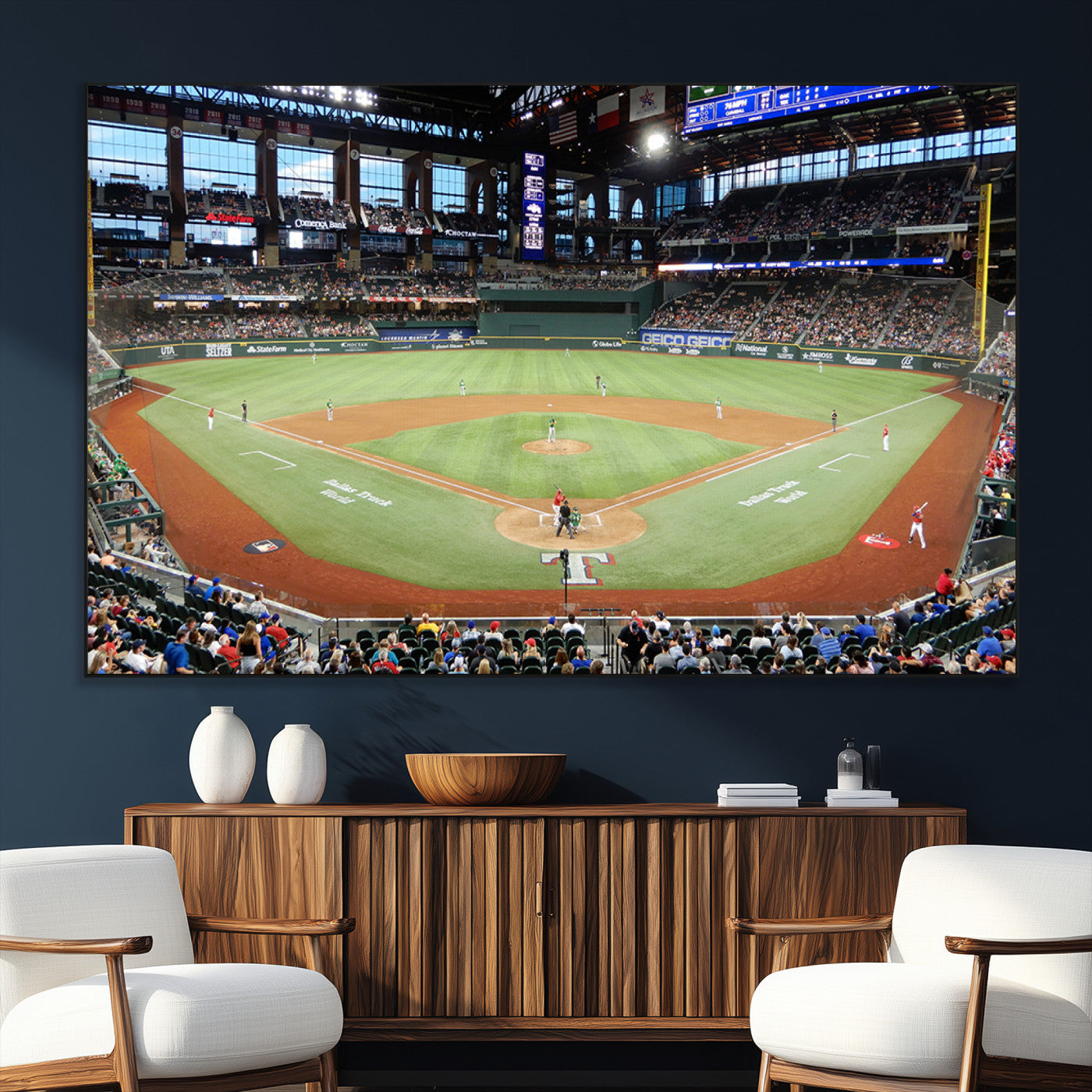 SEG-FC-51X34_Oversize - Texas Rangers Baseball Team Print - Arlington Globe Life Field Stadium Canvas Print Wall Art