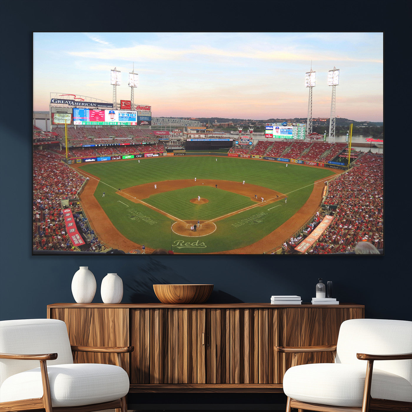 SEG-FC-51X34_Oversize - Cincinnati Reds Baseball Print Canvas- Cincinnati Great American Ball Park Stadium Wall Art Canvas