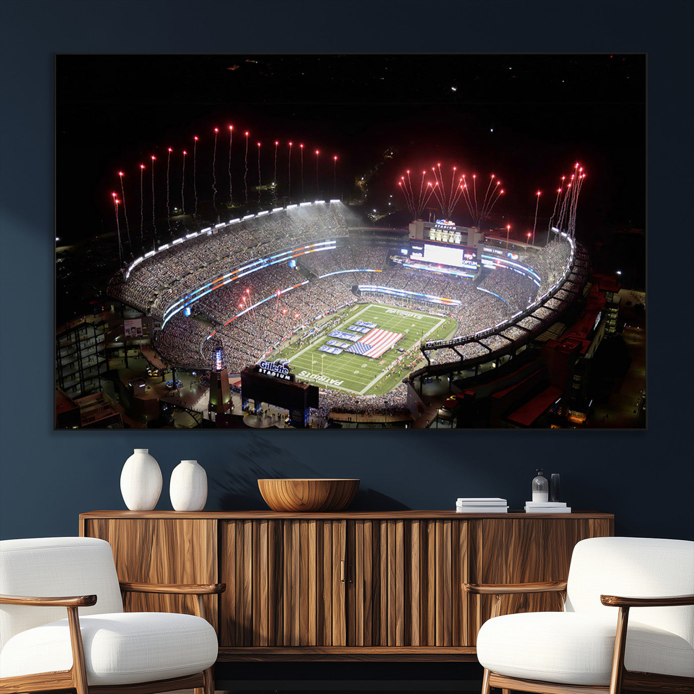 SEG-FC-51X34_Oversize - New England Patriots Team Print Wall Art- Foxborough Gillette Stadium Wall Art Canvas Print