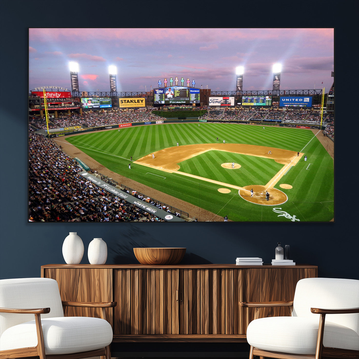 SEG-FC-51X34_Oversize - Chicago White Sox Baseball Team Print Canvas- Guaranteed Rate Field Stadium Wall Art Canvas Print