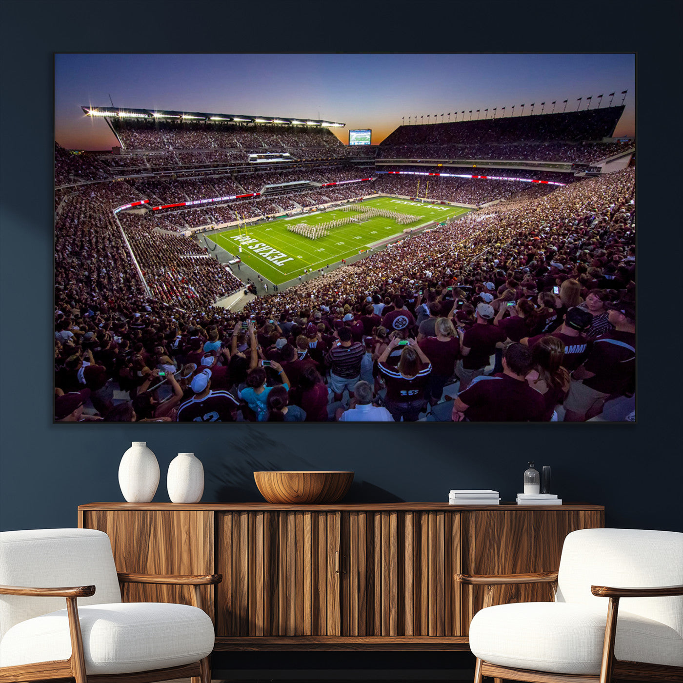 SEG-FC-51X34_Oversize - Texas A&M University Aggies Football Team Print - College Station Kyle Field Stadium Wall Art Canvas