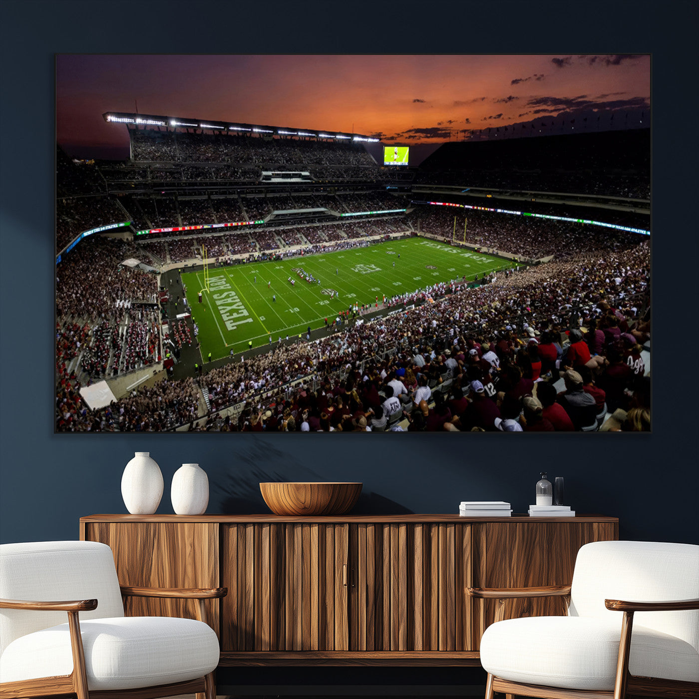 SEG-FC-51X34_Oversize - Texas A&M Aggies Football Team Print - College Station Kyle Field Stadium Wall Art Canvas Print