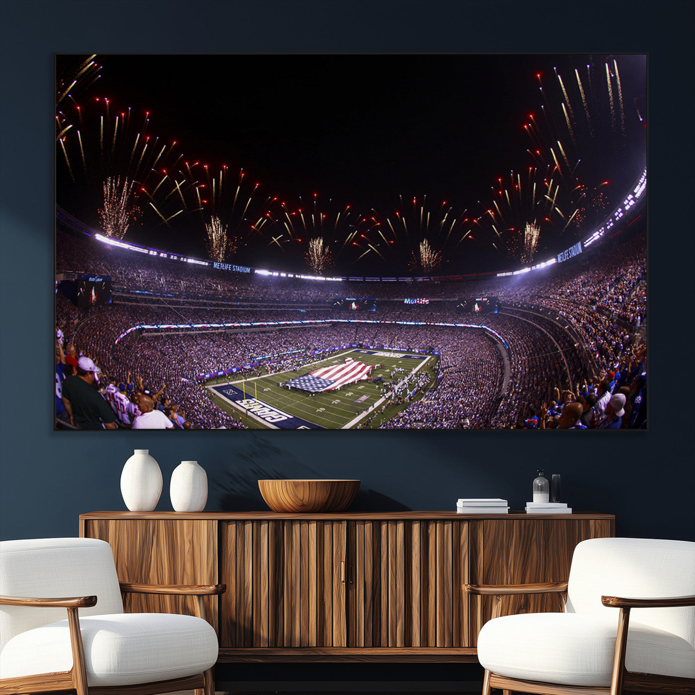 SEG-FC-51X34_Oversize - New York Giants Football Team Print - East Rutherford MetLife Stadium Wall Art Canvas Print
