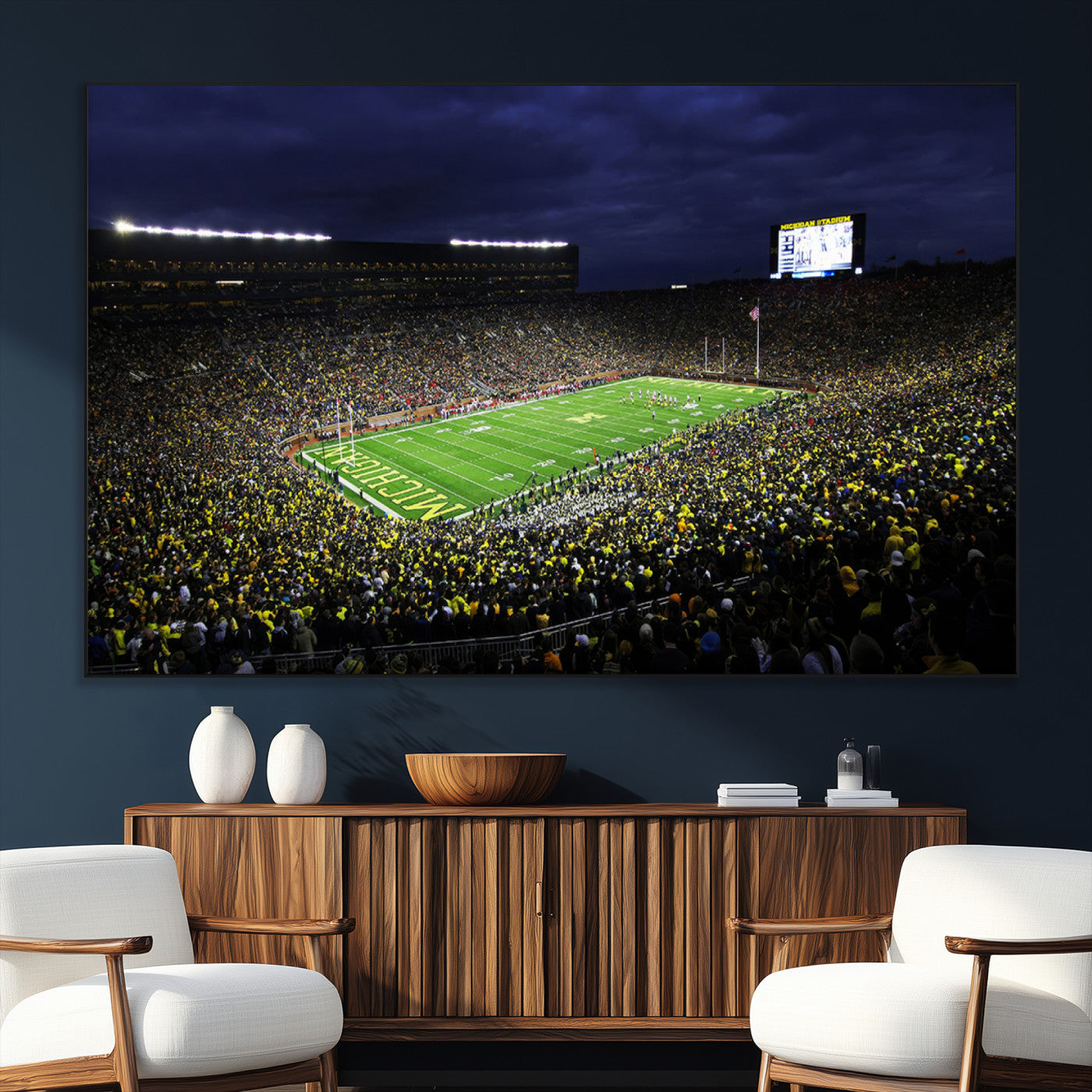 SEG-FC-51X34_Oversize - Michigan Wolverines Football Canvas Wall Decor, Football Team Print - Ann Arbor Michigan Stadium