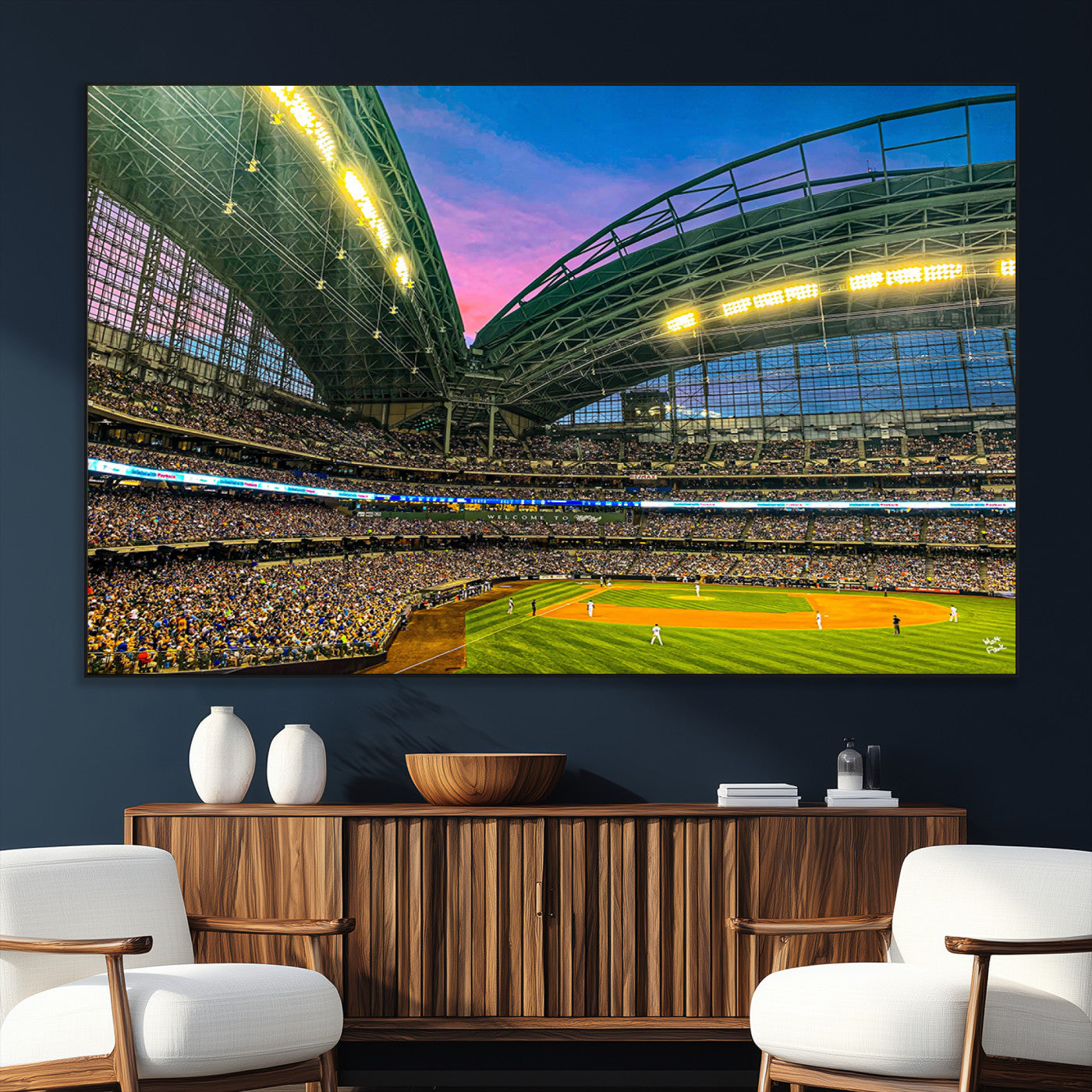 SEG-FC-51X34_Oversize - Milwaukee Brewers Baseball Team Print Canvas- American Family Field Stadium Wall Art Canvas Print