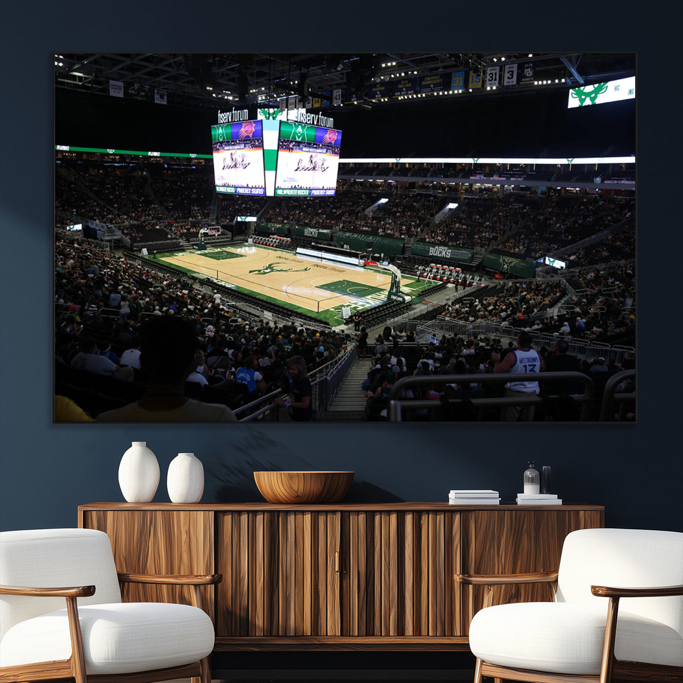 SEG-FC-51X34_Oversize - Milwaukee Bucks Basketball Print - Fiserv Forum Stadium Wall Art Canvas Print